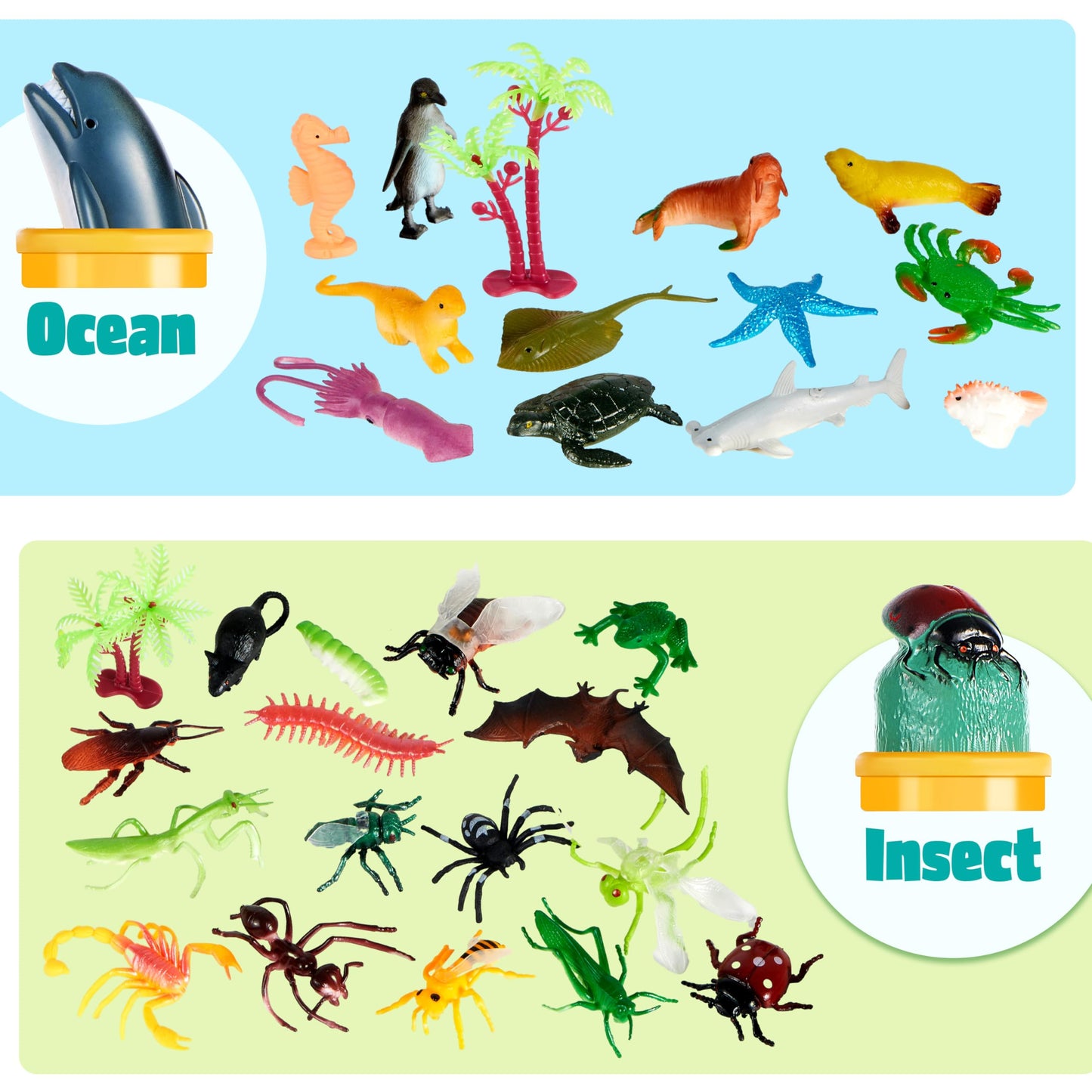 JOYIN 69 Pcs Small Animal Figures Set – Realistic Wild Jungle Playset for Kids 3–5