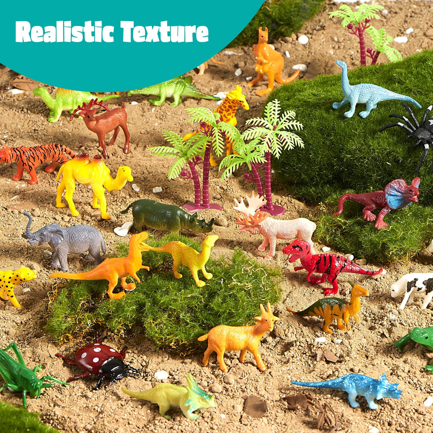 JOYIN 69 Pcs Small Animal Figures Set – Realistic Wild Jungle Playset for Kids 3–5