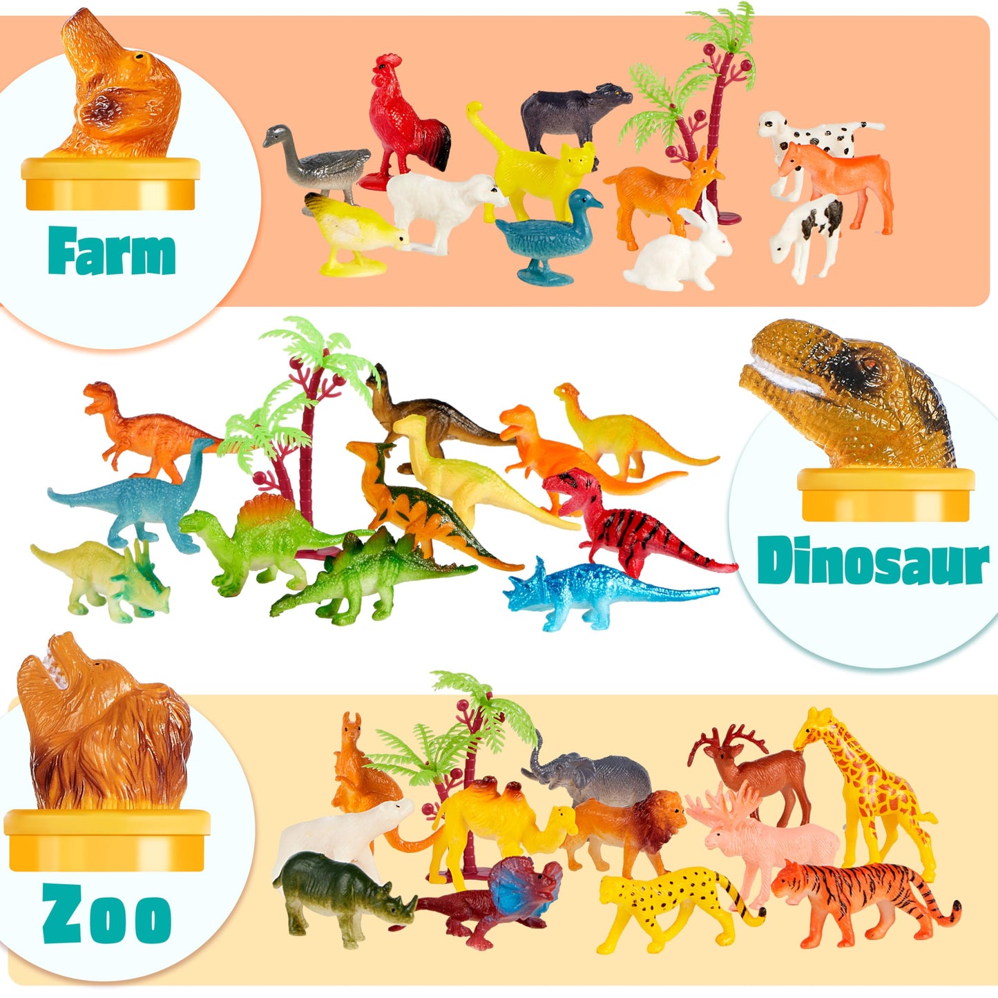 JOYIN 69 Pcs Small Animal Figures Set – Realistic Wild Jungle Playset for Kids 3–5