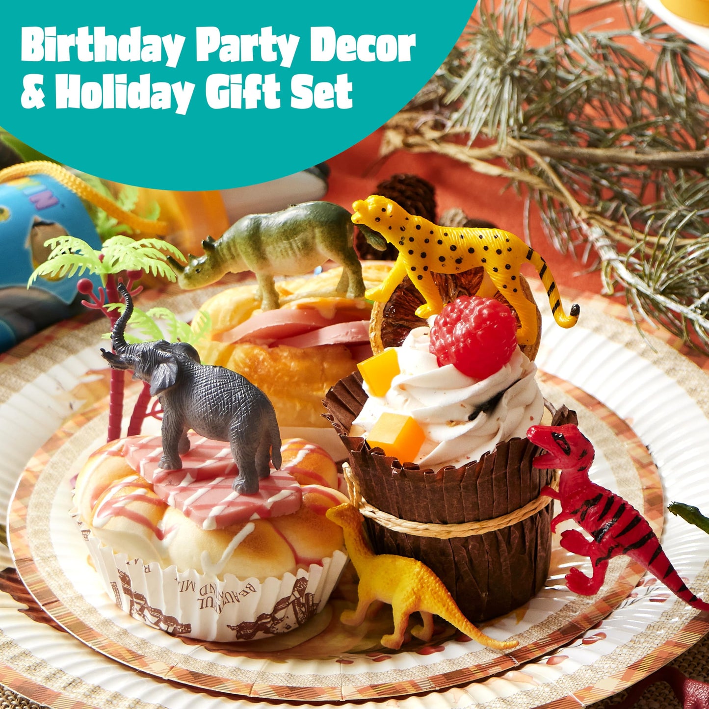 JOYIN 69 Pcs Small Animal Figures Set – Realistic Wild Jungle Playset for Kids 3–5