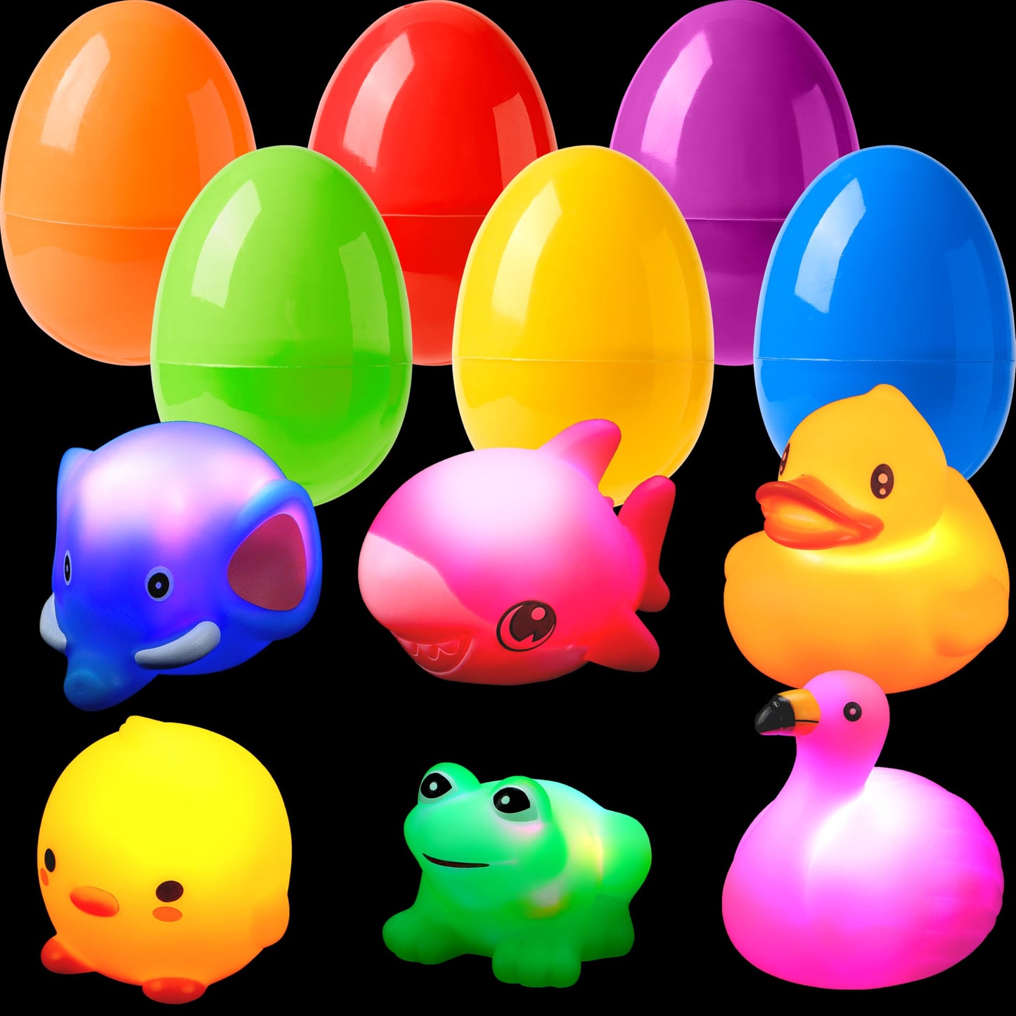 JOYIN 6 Pcs Prefilled Easter Eggs with Light-Up Bath Toys – Fun Bath Time Treats