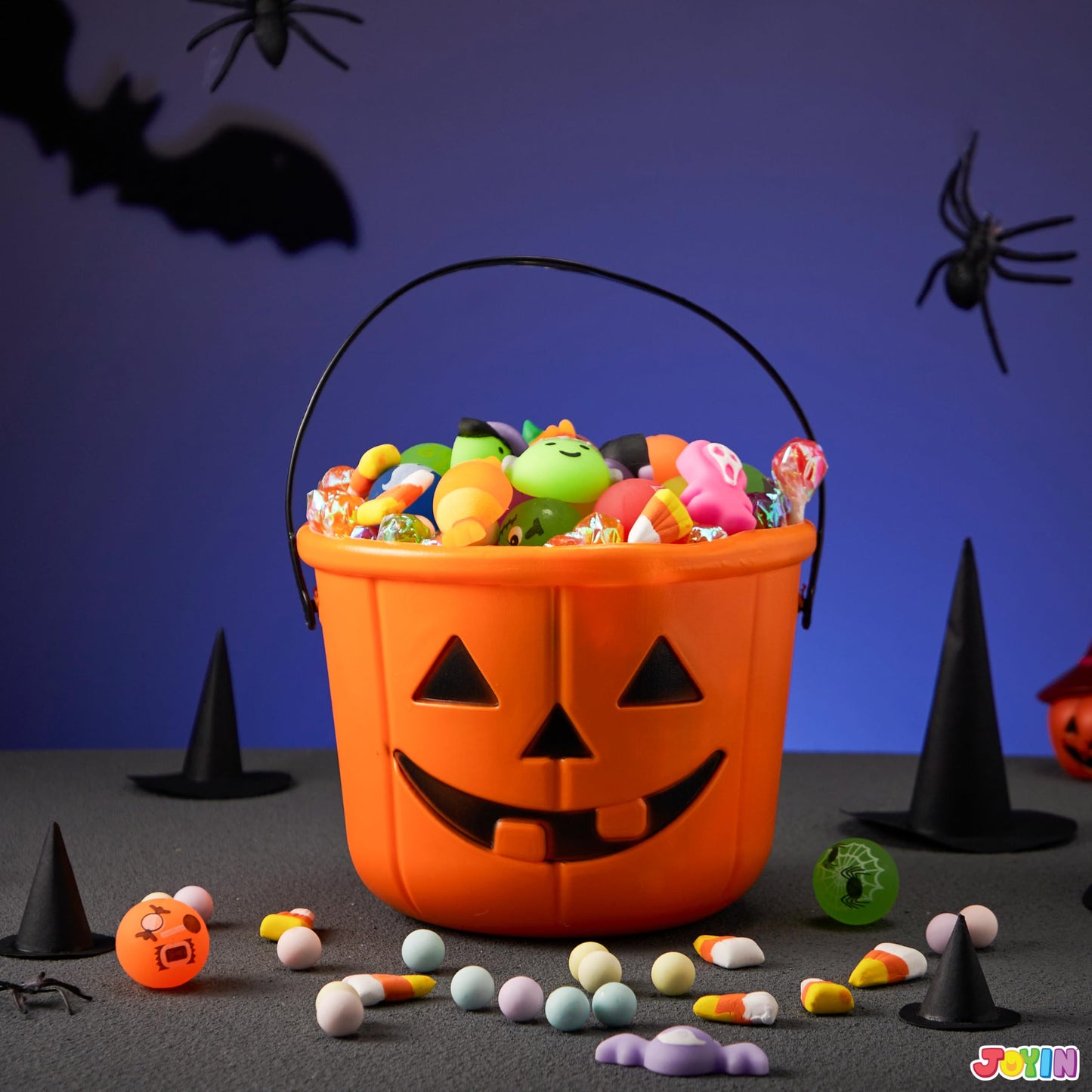 JOYIN 6Pcs Halloween Pumpkin Buckets – Jack O' Lantern Candy Buckets for Trick or Treating, 7x5 in, Reusable