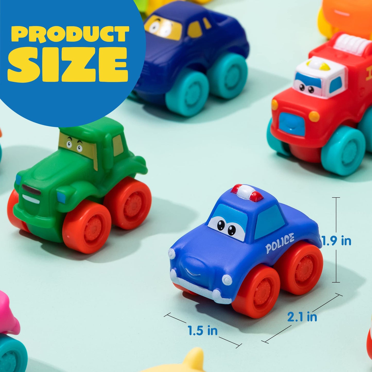 JOYIN Cartoon Cars Bath Toys — Soft Rubber Mini Vehicles for Toddlers