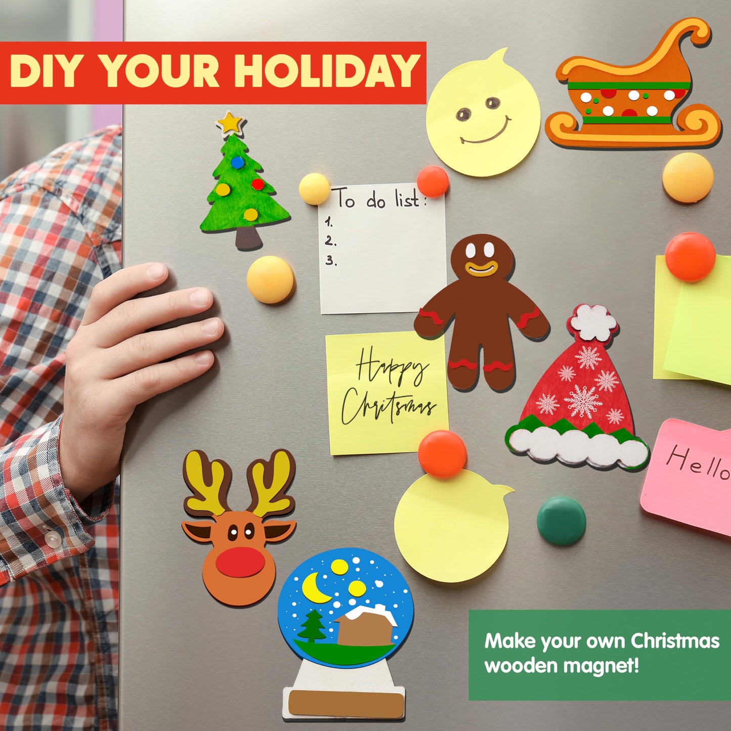 JOYIN 14 Christmas Wooden Magnet Craft Kit for Kids – Paint & Create