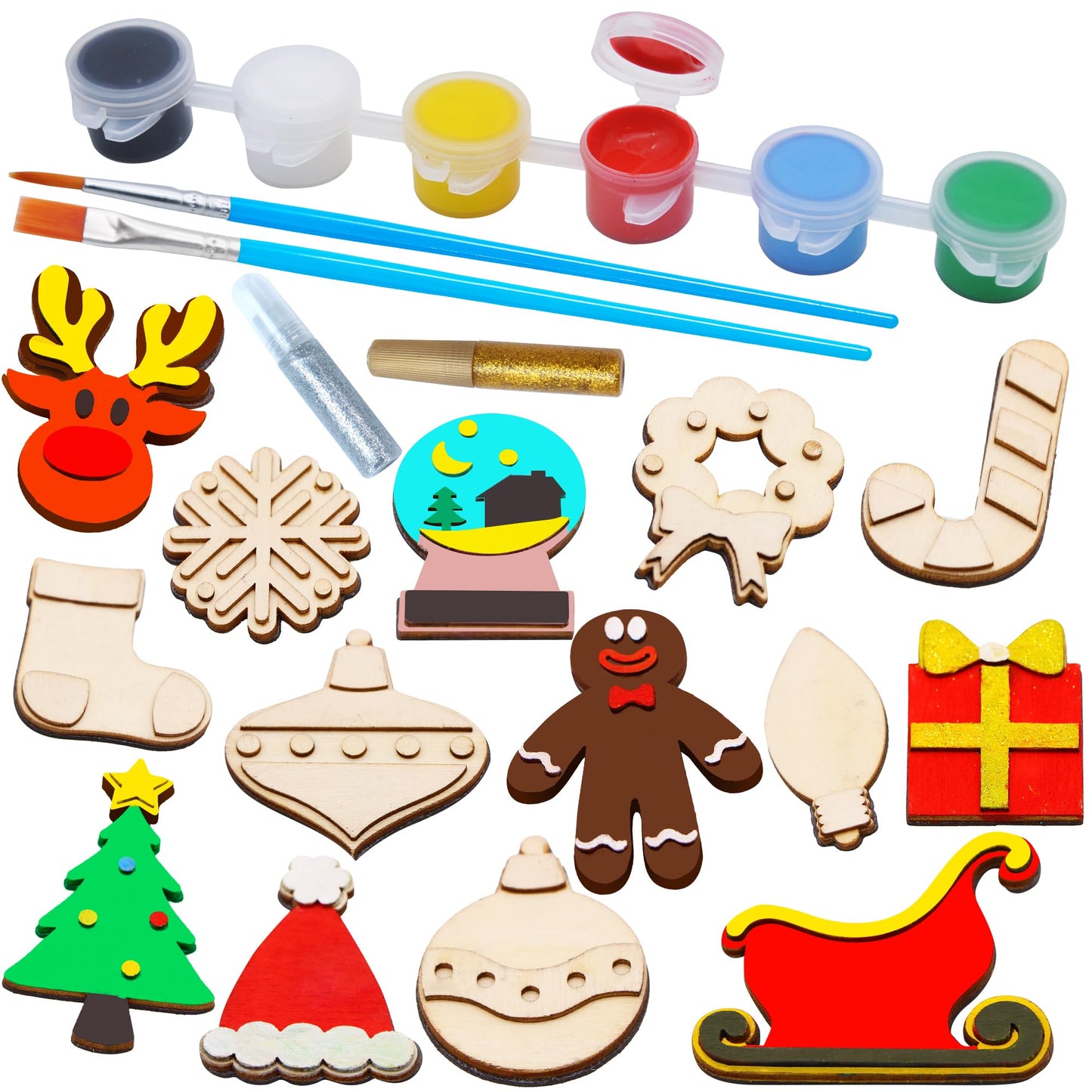 JOYIN 14 Christmas Wooden Magnet Craft Kit for Kids – Paint & Create
