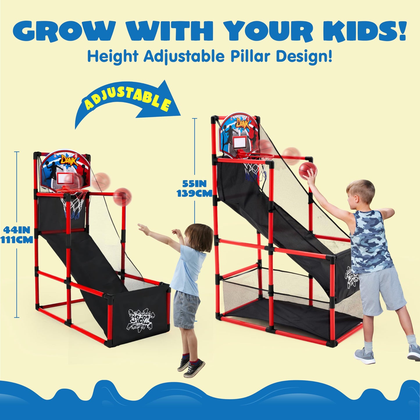 JOYIN Red Arcade Basketball Game Set - Indoor Hoop for Kids 3-12