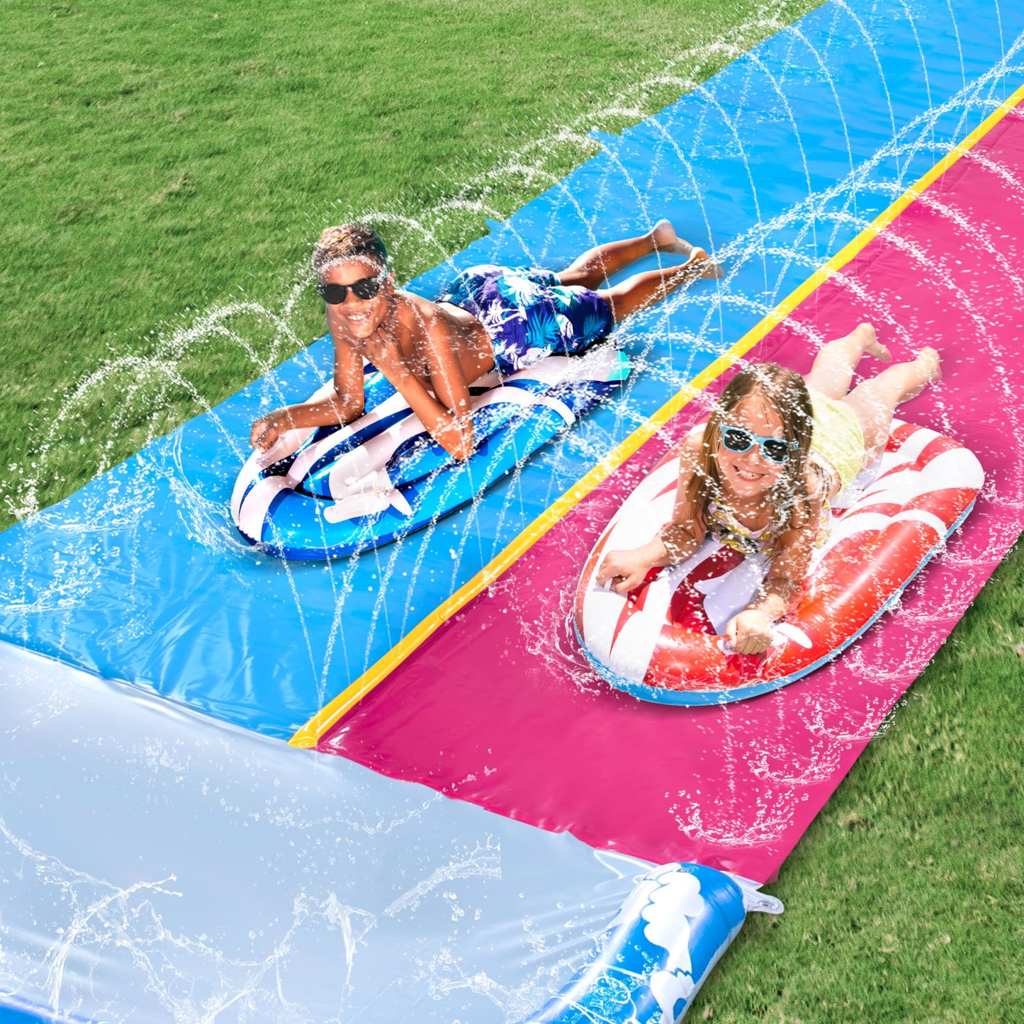 JOYIN 2 Pack Inflatable Body Boards for Pool Learning – Red & Blue Kids Floats