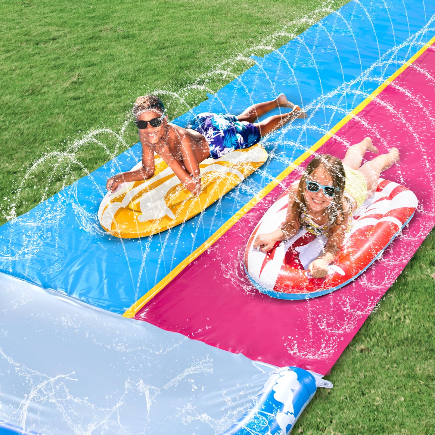 JOYIN 2-Pack Inflatable Body Boards for Pool - Red and Yellow Learn-to-Swim
