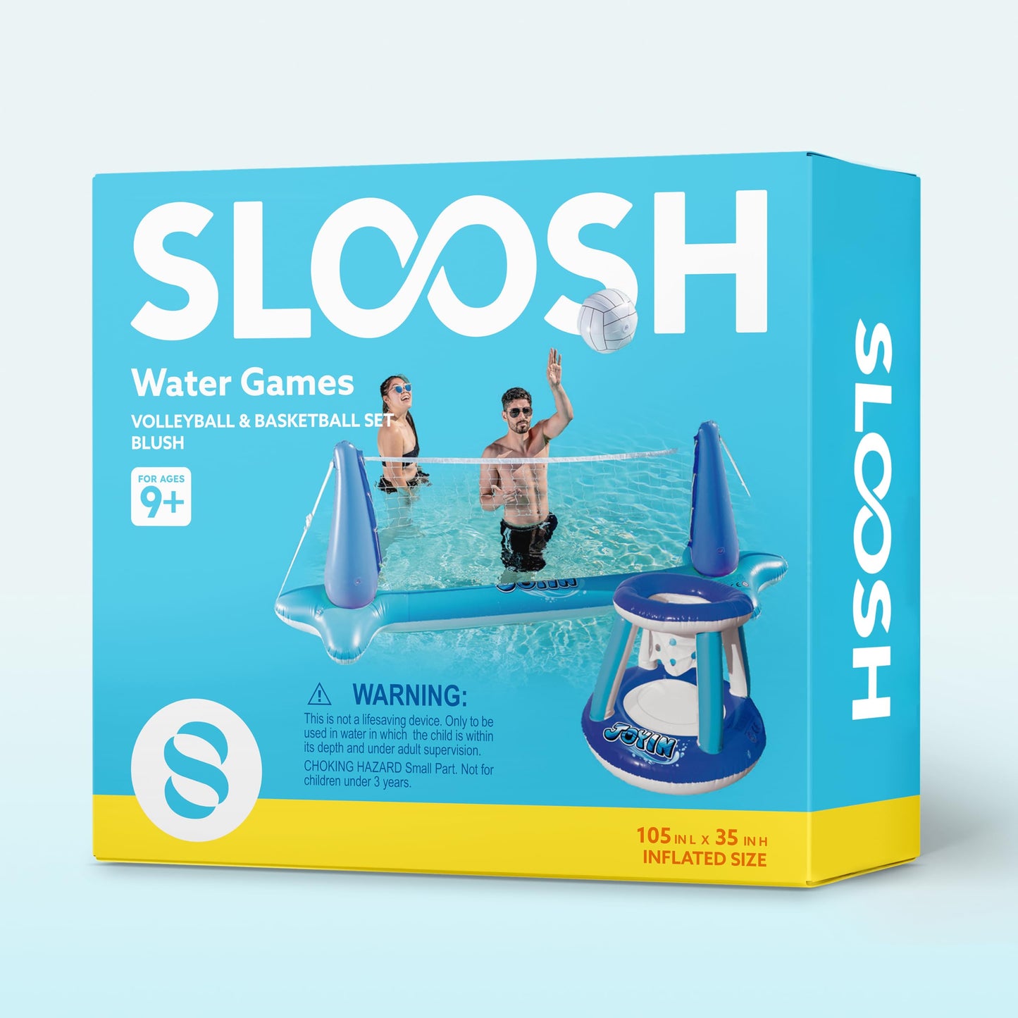 JOYIN Inflatable Volleyball Net & Basketball Hoops Pool Float Set | Balls Included for Kids & Adults | Summer Pool Games
