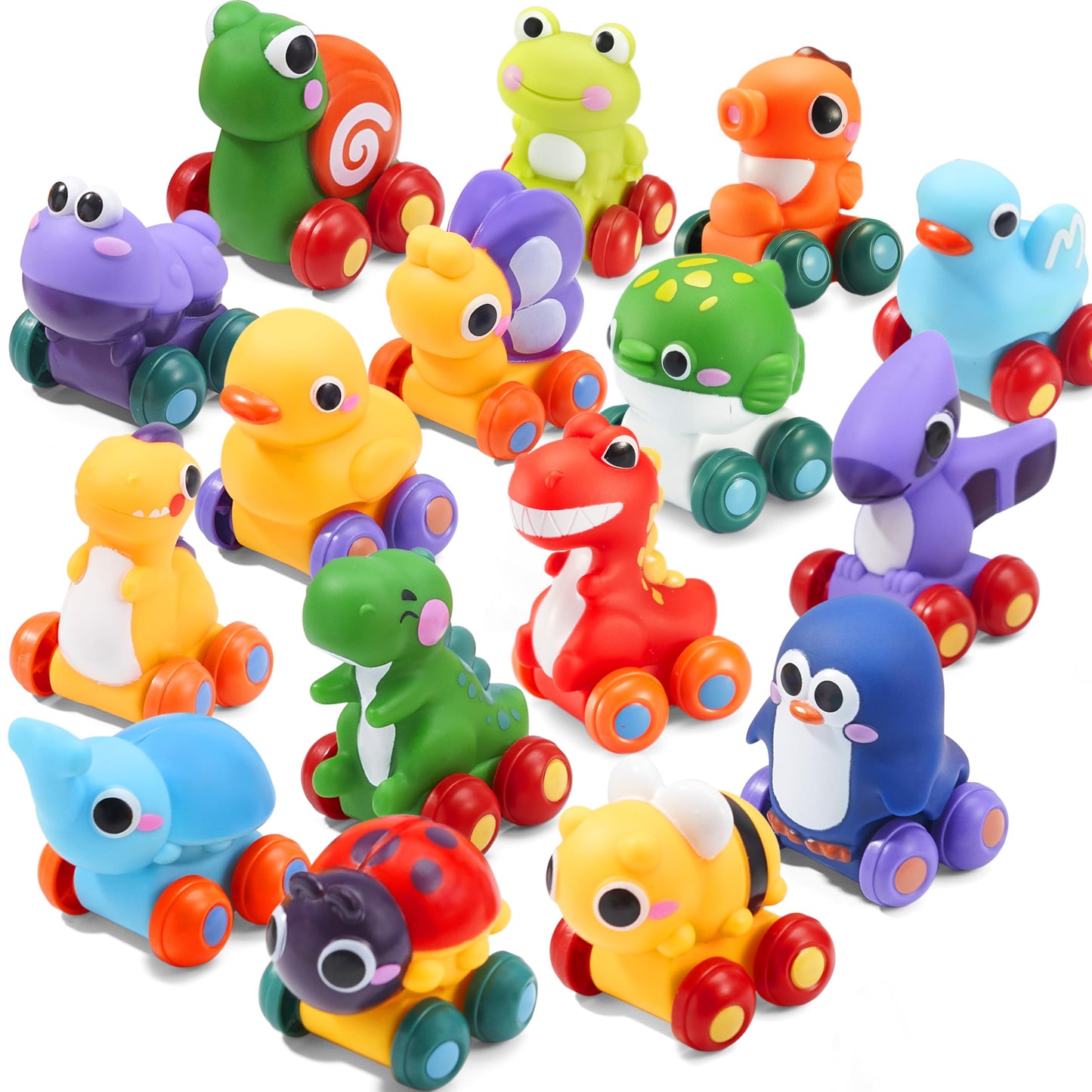 JOYIN Animal Cartoon Cars — Soft Rubber Toy Car Set for Toddlers