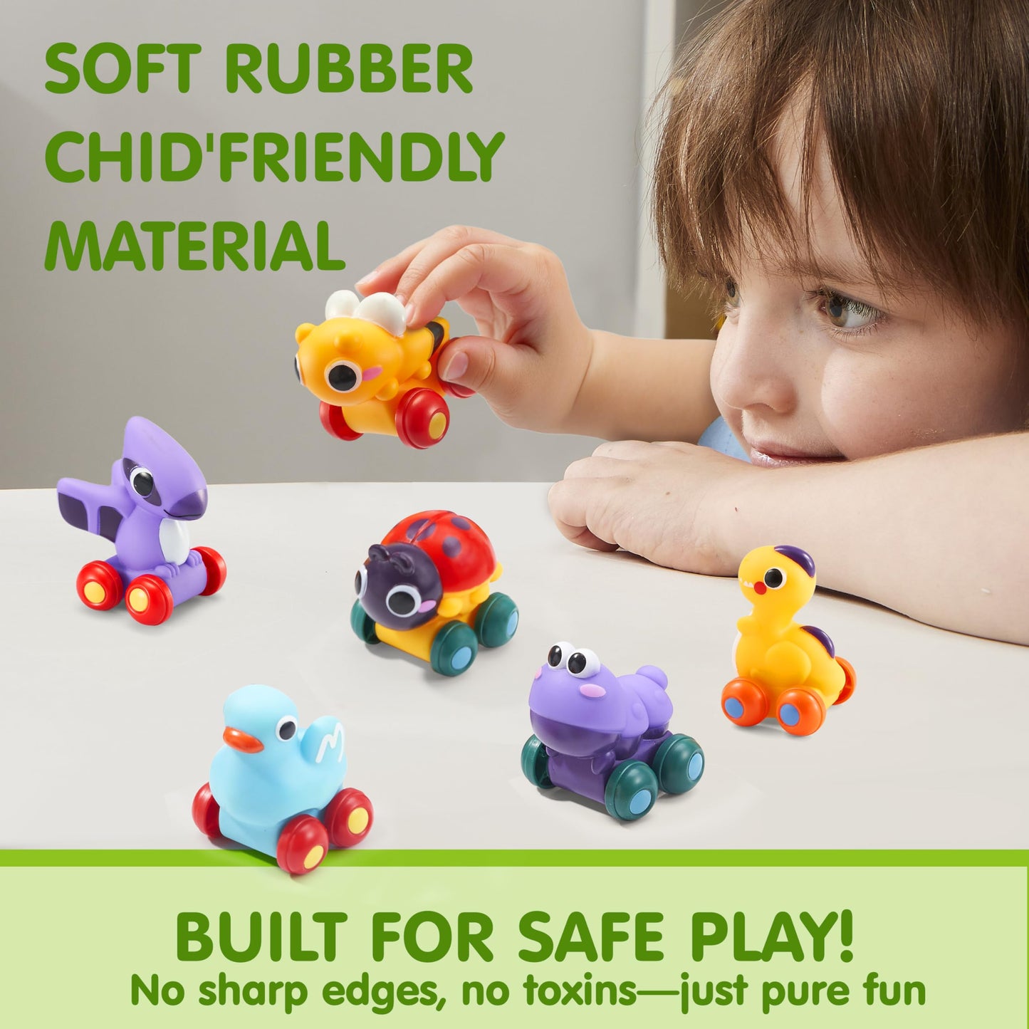 JOYIN Animal Cartoon Cars — Soft Rubber Toy Car Set for Toddlers