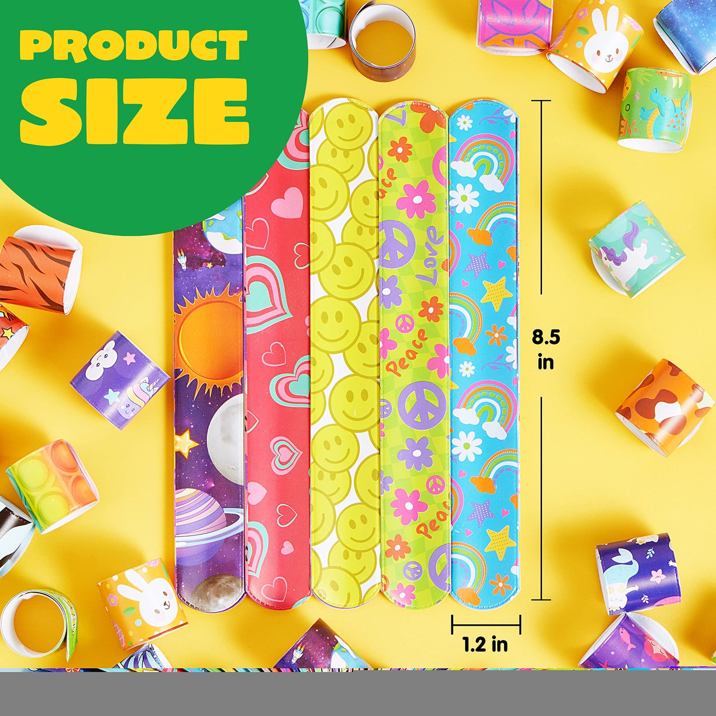 JOYIN 288 Pcs Valentine Slap Bracelets for Kids – 36 Designs, Party Favors