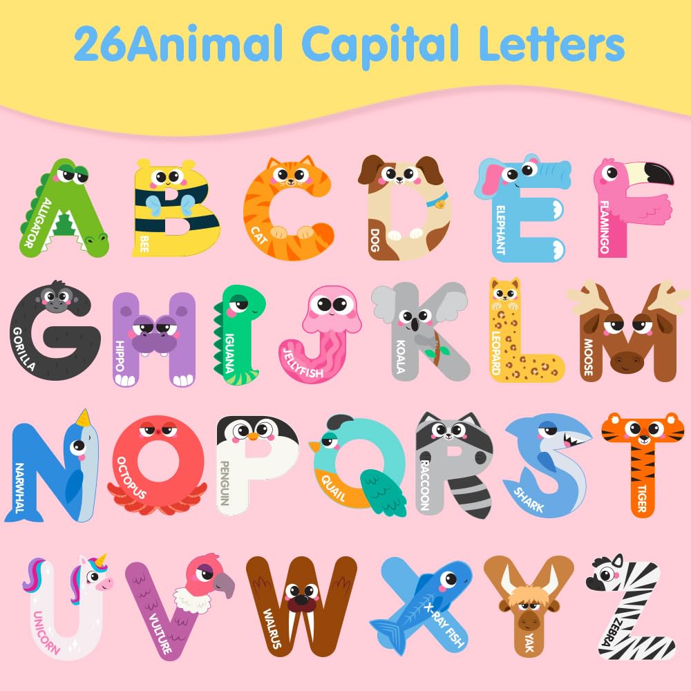 JOYIN Magnetic Letters: Animal Alphabet Fridge Magnets for Toddlers (Large Uppercase ABC)