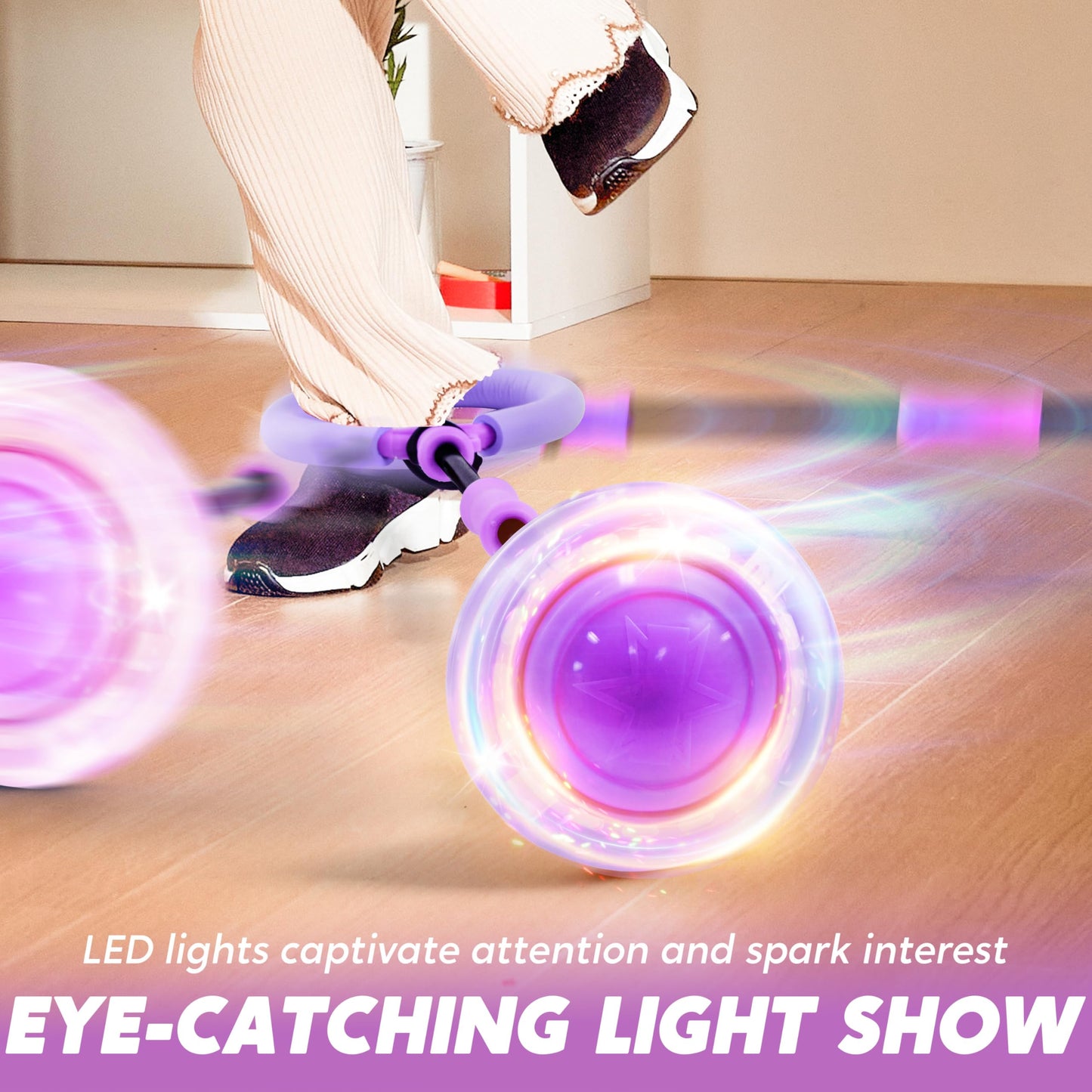 JOYIN Purple Ankle Skip Ball with Flashing Lights – Indoor & Outdoor Toy for Kids 3+