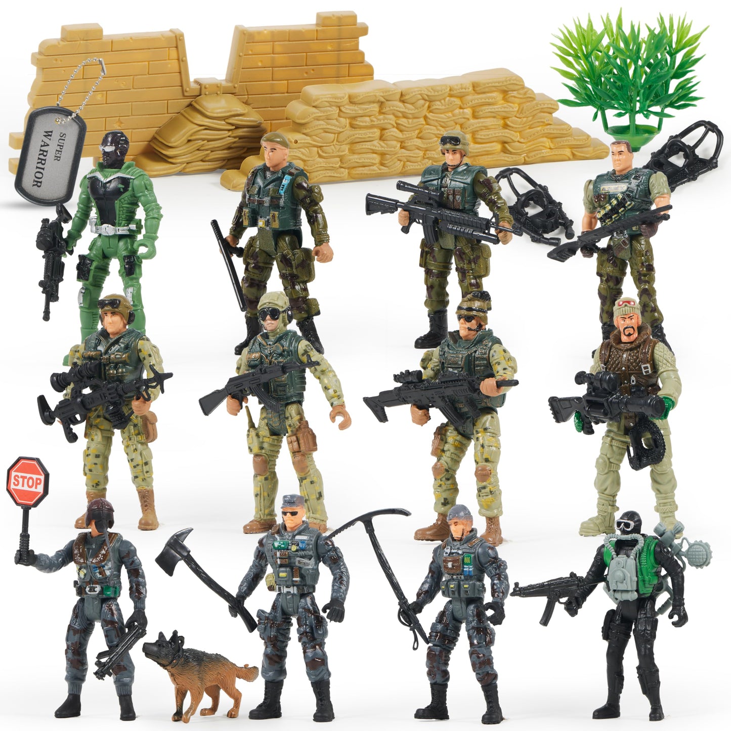 JOYIN 16-Piece Army Men Playset – Realistic 4-Inch Figures with Weapon Gear