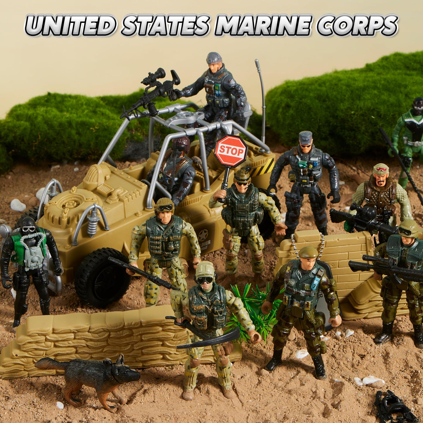 JOYIN 16-Piece Army Men Playset – Realistic 4-Inch Figures with Weapon Gear