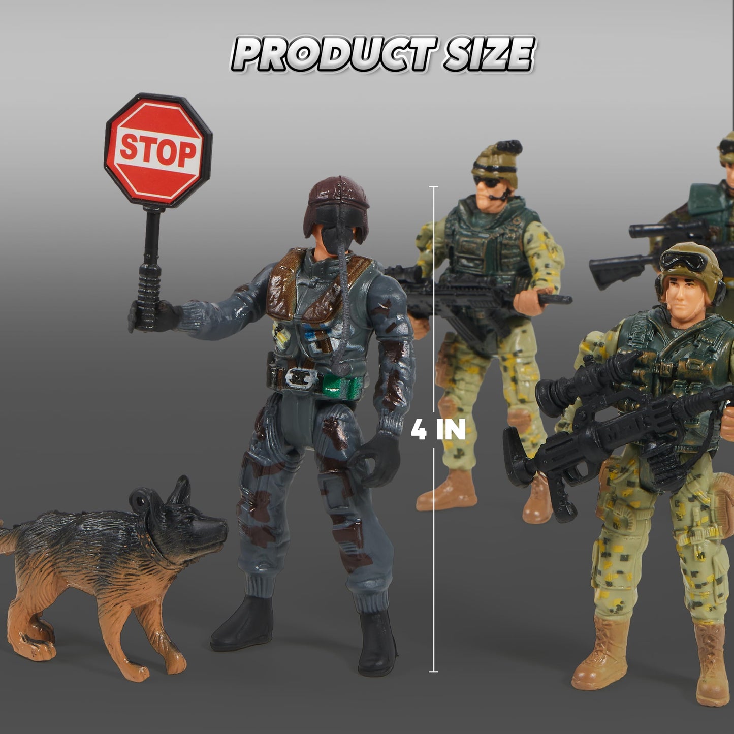 JOYIN 16-Piece Army Men Playset – Realistic 4-Inch Figures with Weapon Gear