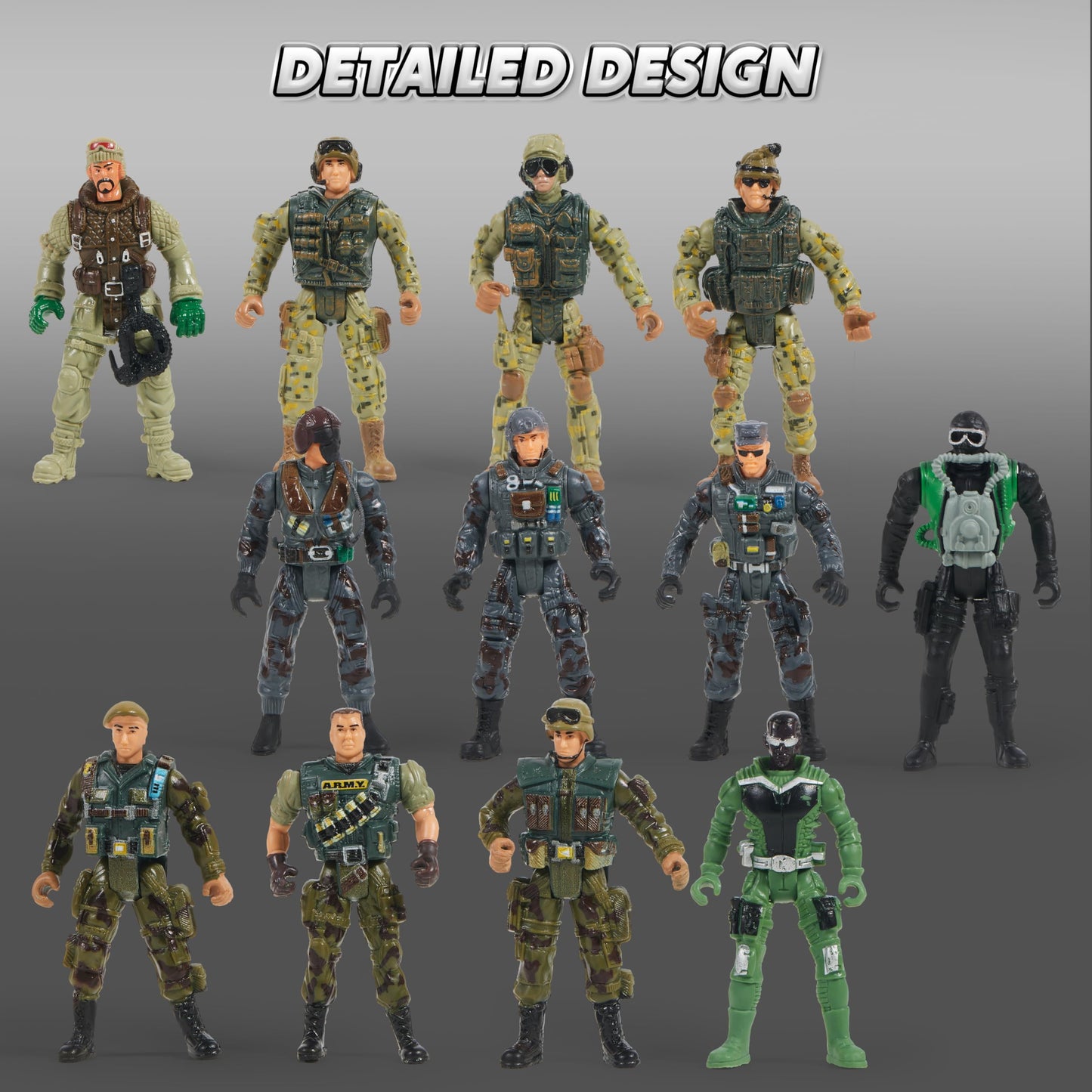 JOYIN 16-Piece Army Men Playset – Realistic 4-Inch Figures with Weapon Gear