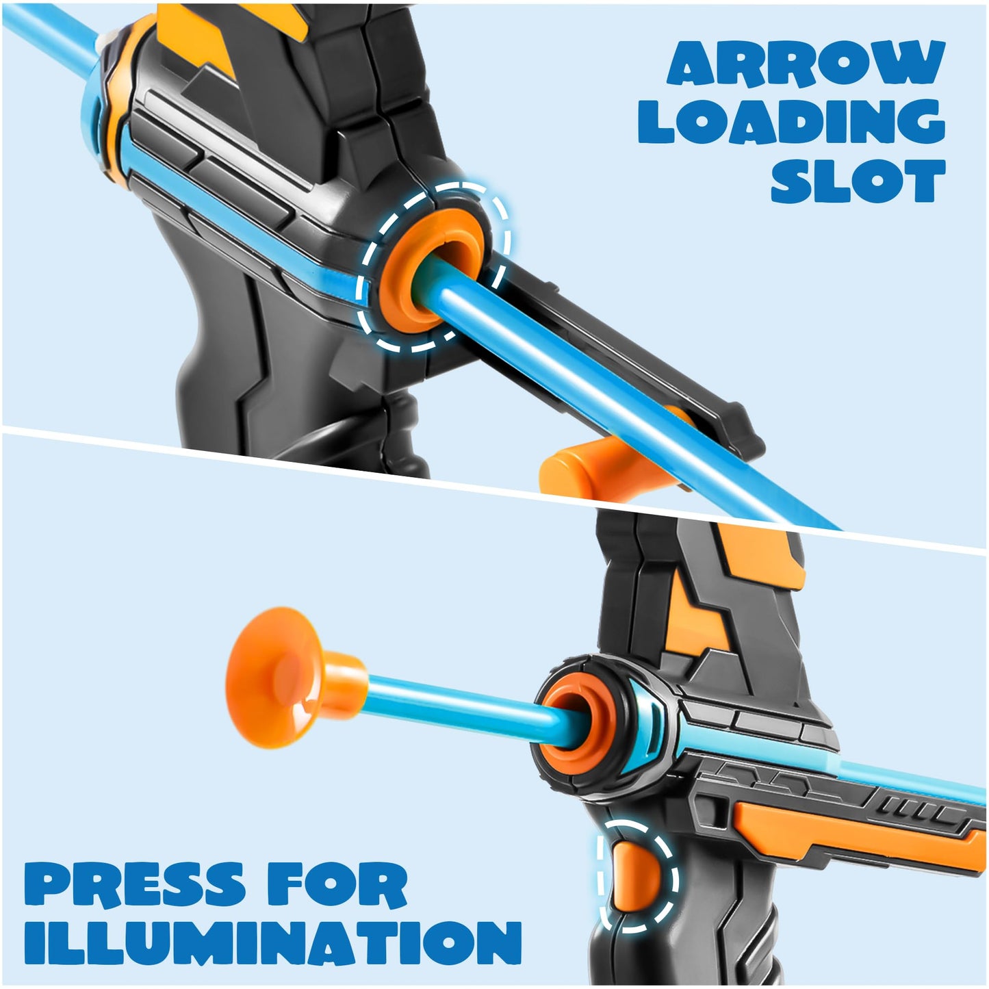 JOYIN LED Bow and Arrow for Kids – Light Up Archery Toy with Suction Arrows, Targets & Case