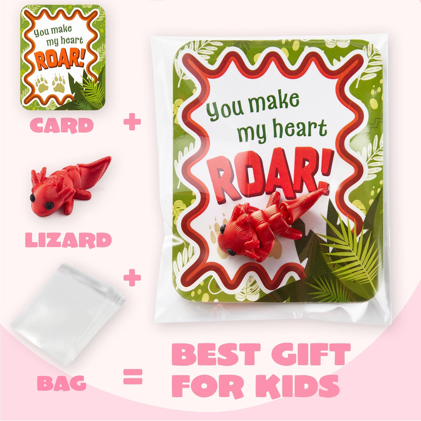 JOYIN 28 Pcs 3D Printed Mini Animals with Valentine Cards | Fidget Toys & Classroom Gifts