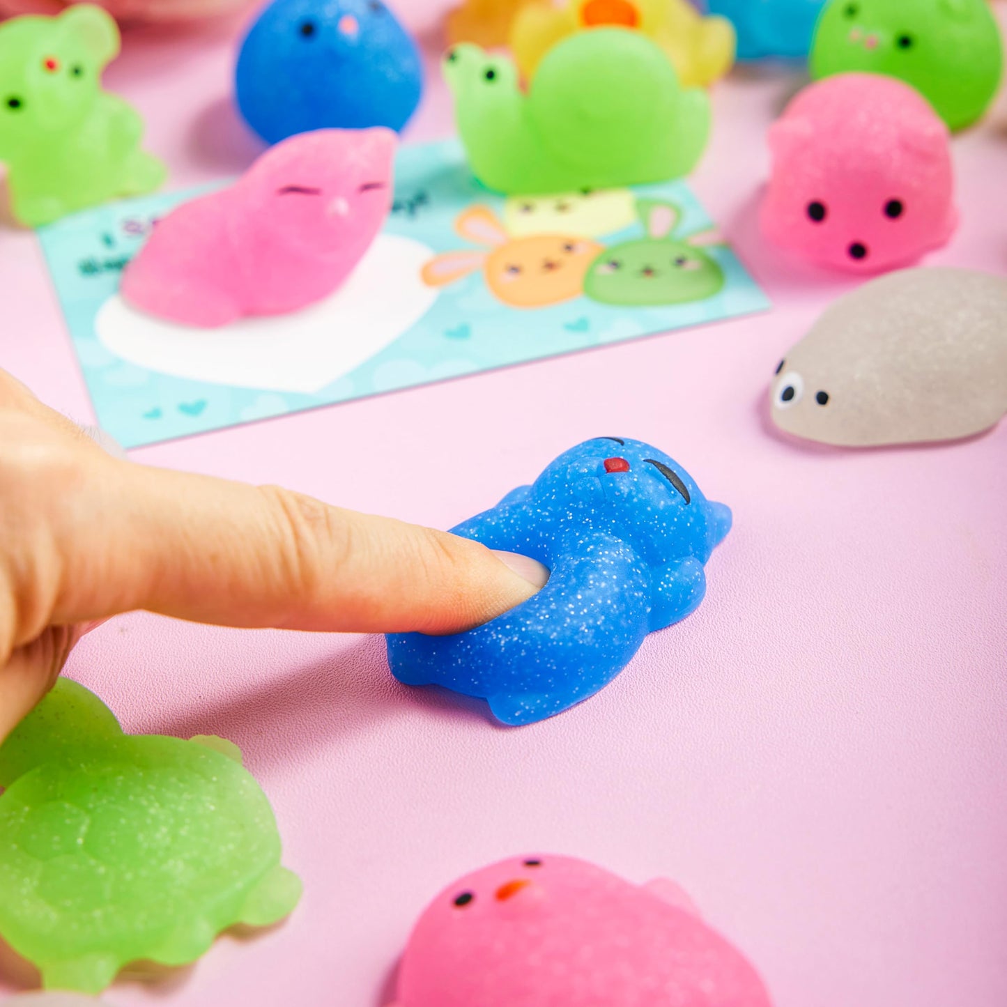 JOYIN 28-Pack Valentines Day Gifts for Kids | Cute Mochi Squishy Toys & Valentines Cards for Classrooms