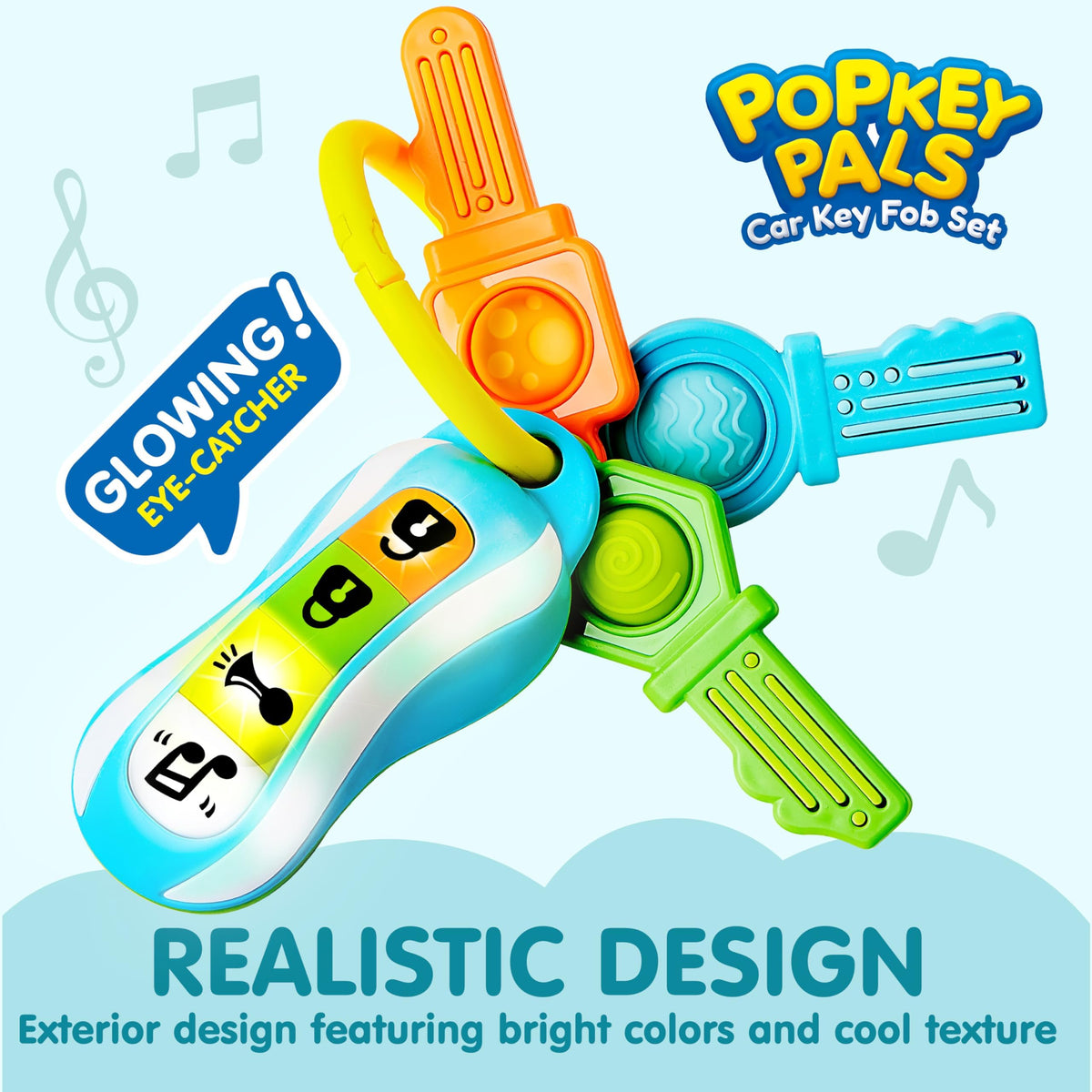 JOYIN Baby Car Keys Teether – Sensory Learning Toy with Lights & Music for Travel (10+ Months)