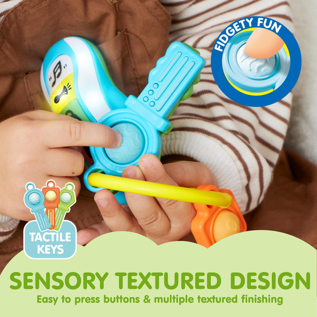 JOYIN Baby Car Keys Teether – Sensory Learning Toy with Lights & Music for Travel (10+ Months)