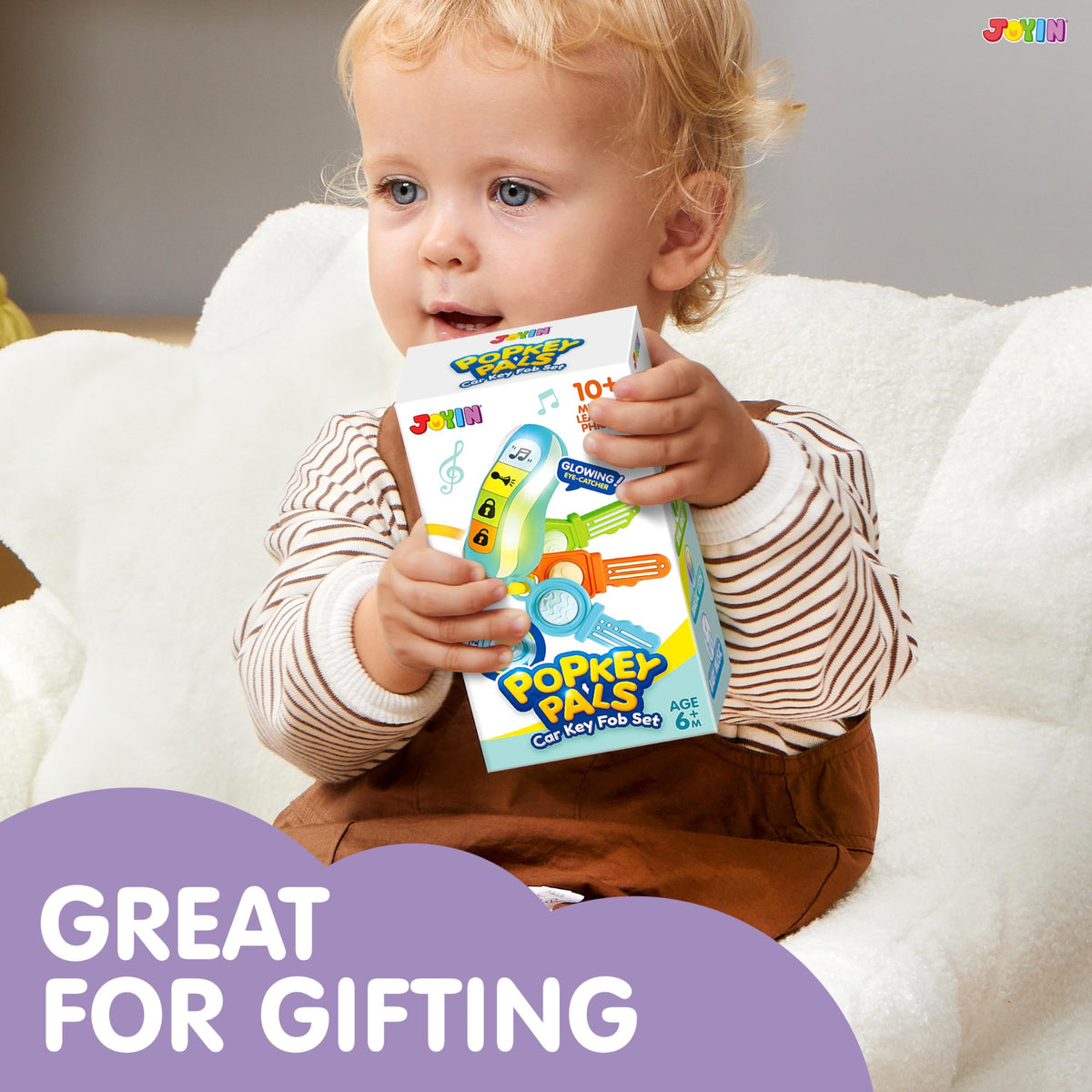 JOYIN Baby Car Keys Teether – Sensory Learning Toy with Lights & Music for Travel (10+ Months)
