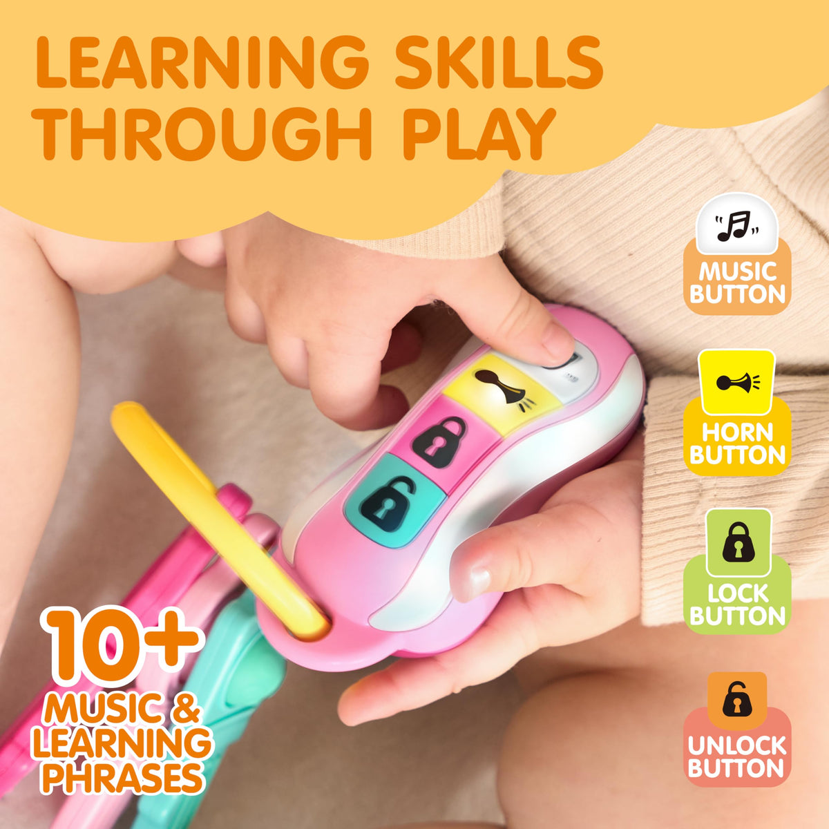 JOYIN Baby Car Keys Teether – Sensory Music & Lights Toy for Toddlers 10+ Months