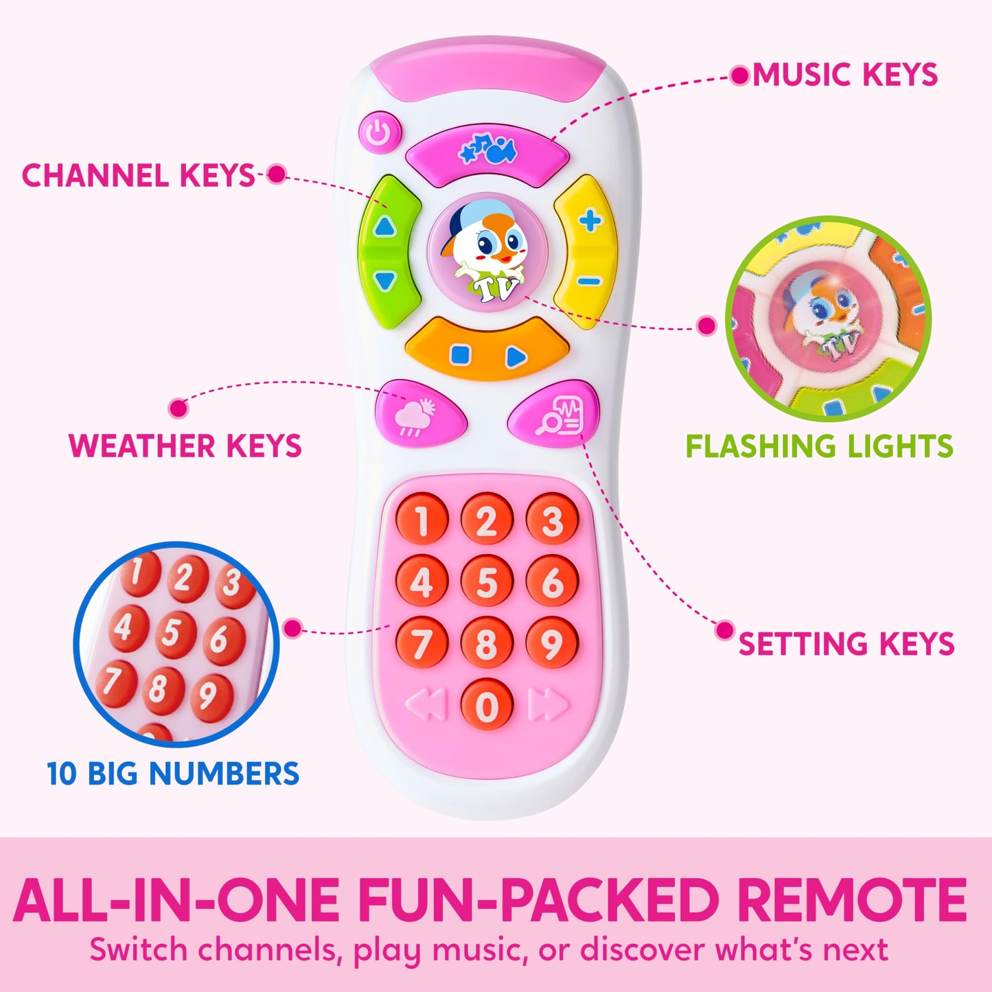 JOYIN Baby Learning Phone & Remote Toy – Pink Musical Smartphone for Toddlers