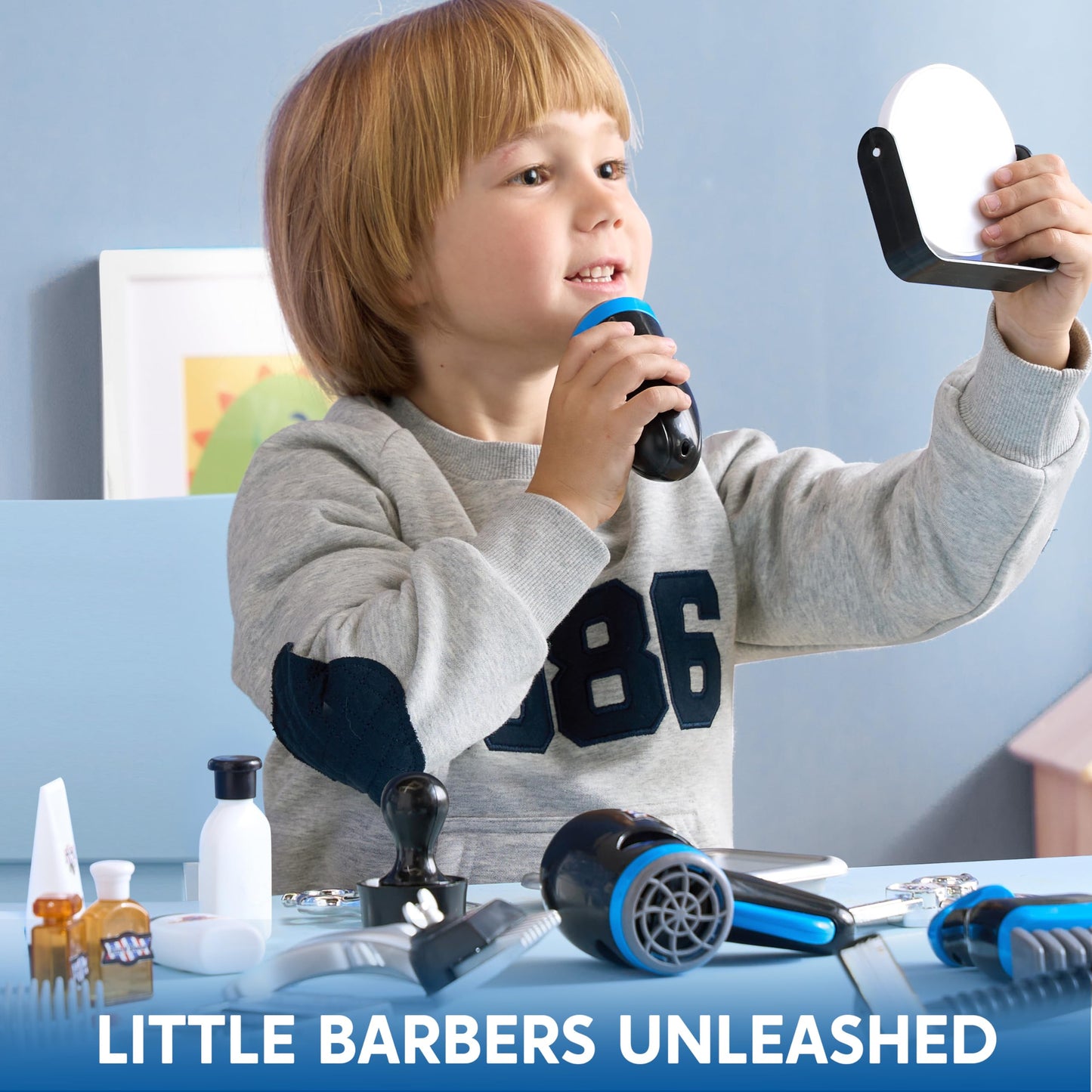 JOYIN 23-Piece Barber Shop Pretend Play Kit – Upgraded Shaving & Haircut Set with Storage Box for Boys