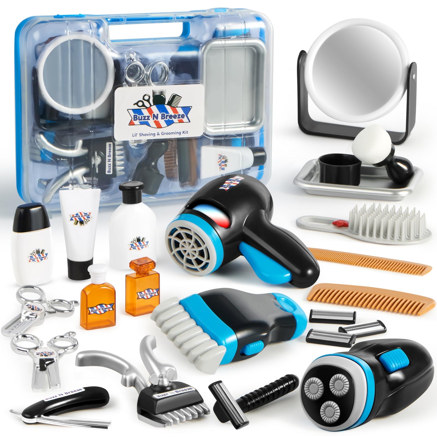 JOYIN 23-Piece Barber Shop Pretend Play Kit – Upgraded Shaving & Haircut Set with Storage Box for Boys
