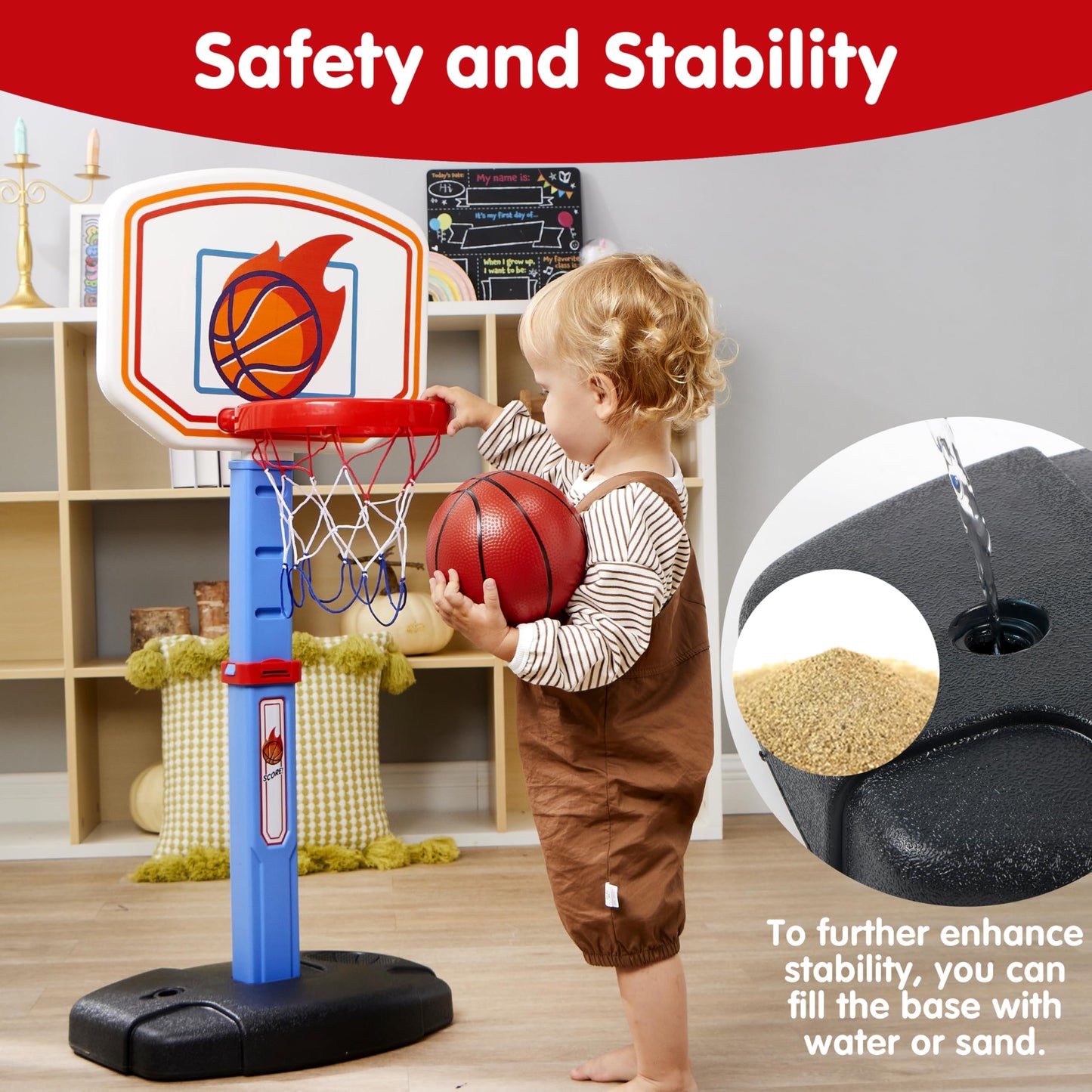JOYIN Toddler Basketball Hoop Indoor – Adjustable Kids' Basketball Goal with 4 Balls | Safe, Fun Indoor/Outdoor Play