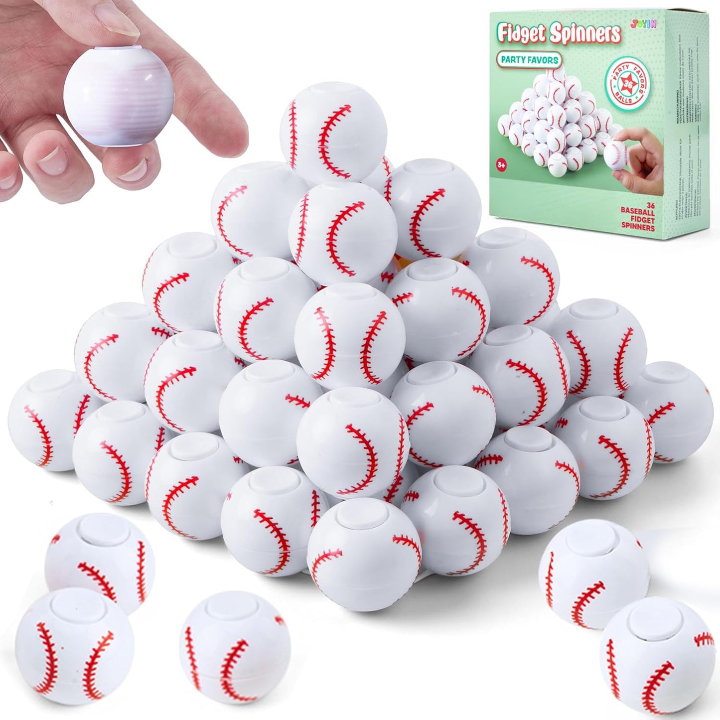 JOYIN 72 Pack Baseball Fidget Spinners – Bulk Party Favors & Kid-Friendly Toys
