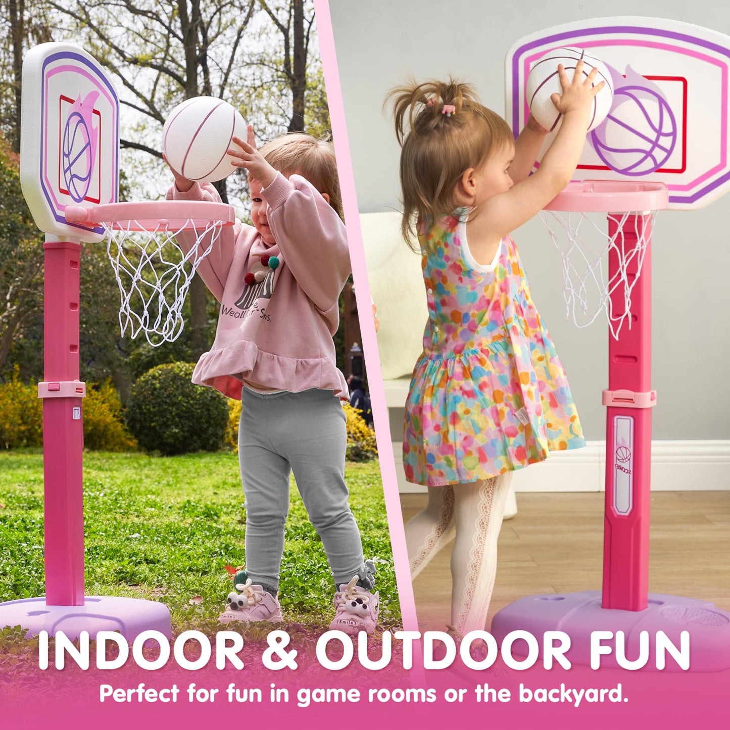JOYIN Toddler Basketball Hoop | Adjustable Height 2.5–3.5 ft | Indoor/Outdoor Play with 4 Balls