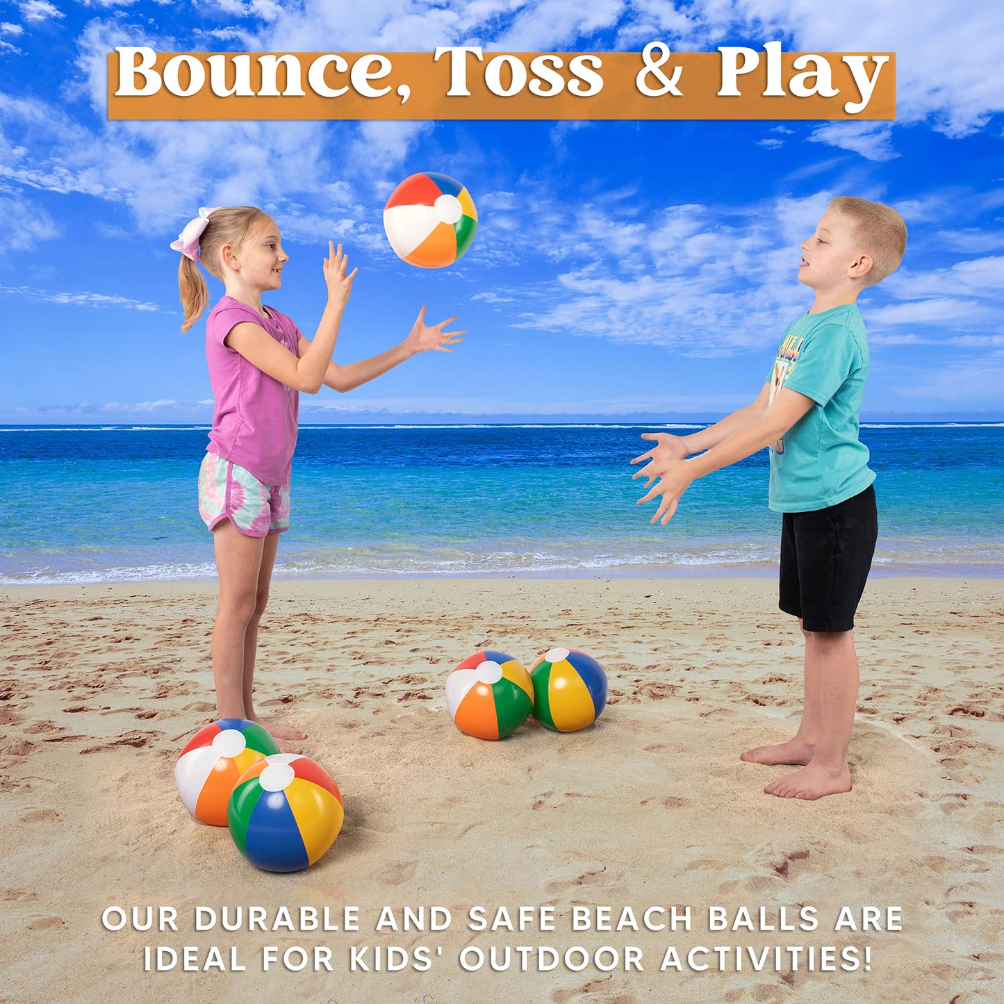 JOYIN 12-Pack 16-Inch Inflatable Beach Balls - Rainbow Bulk for Pool & Beach Parties
