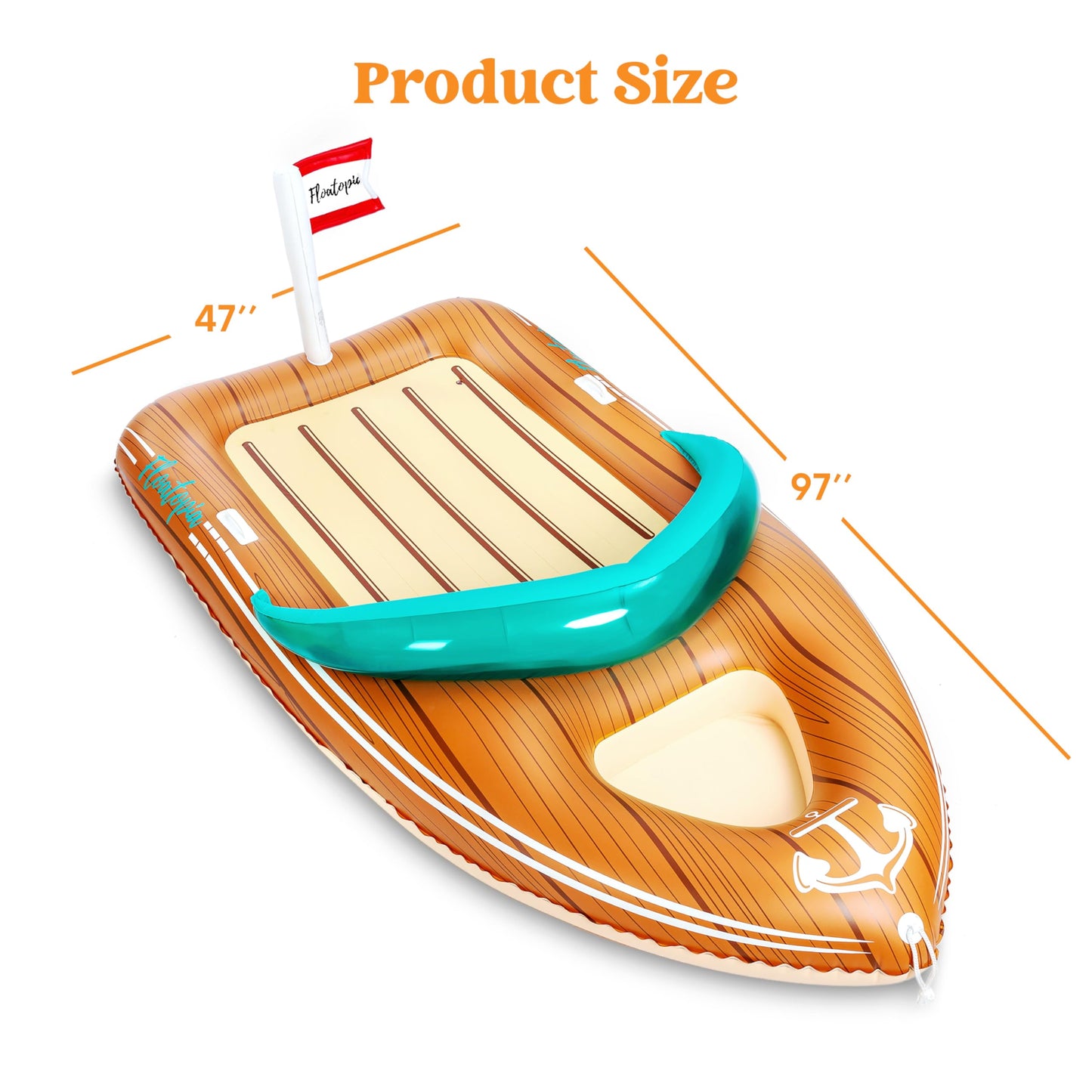 JOYIN Giant Boat Pool Float with Cooler – Two-Person Inflatable Lounger