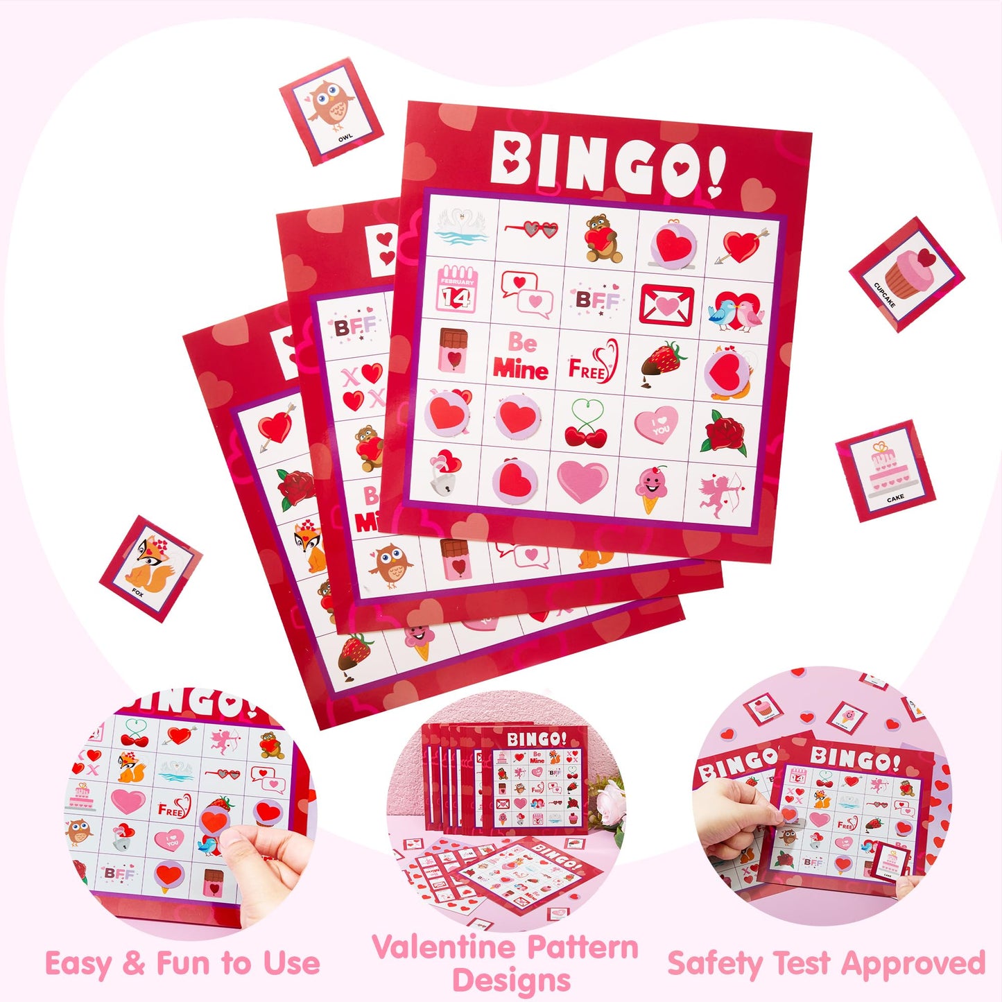 JOYIN Valentines Day Bingo Game Cards (5x5) – 28-Player Set for Kids, Classroom & Family Fun