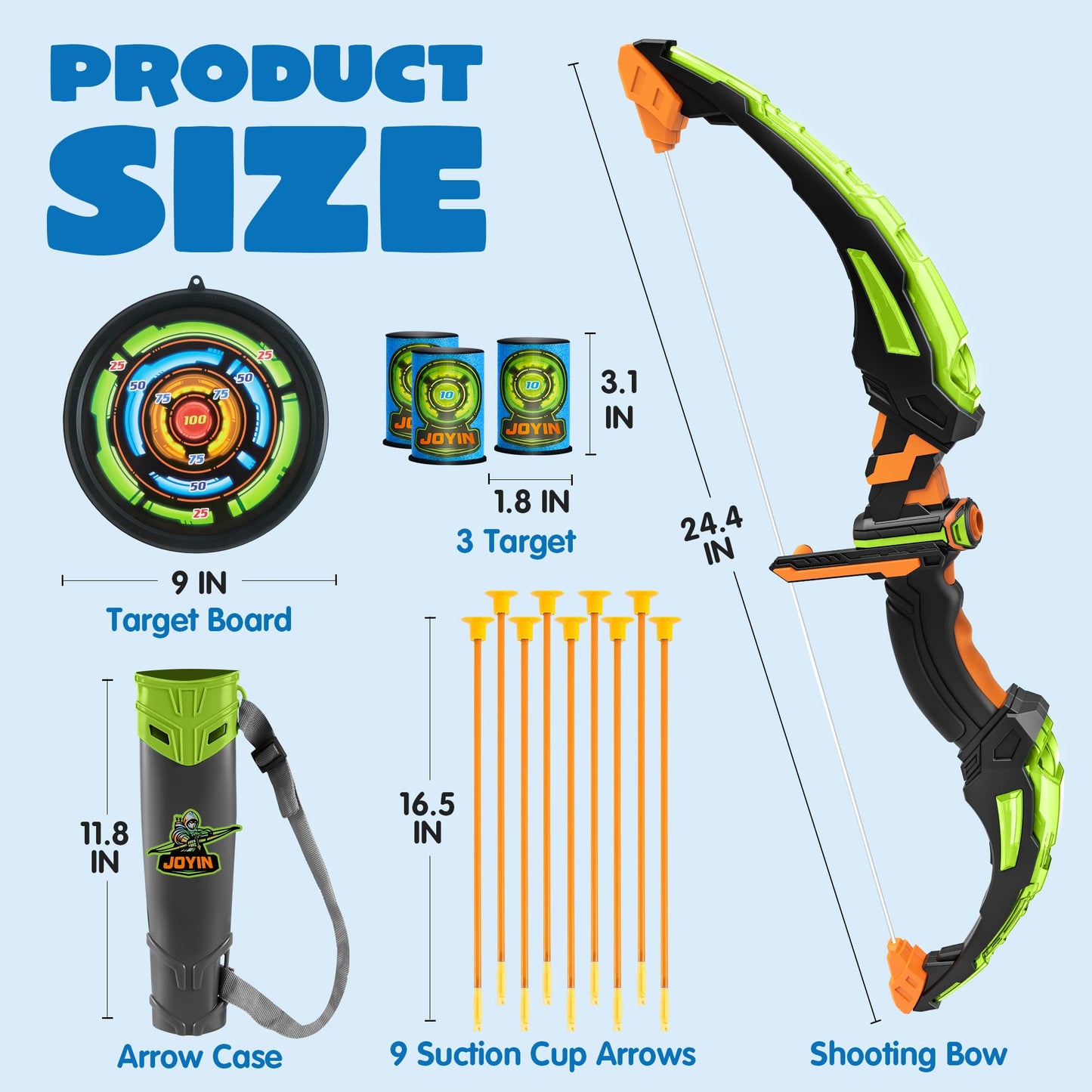 JOYIN Kids Bow and Arrow Set with LED Lights – Safe Outdoor Archery Toy for Ages 6-12