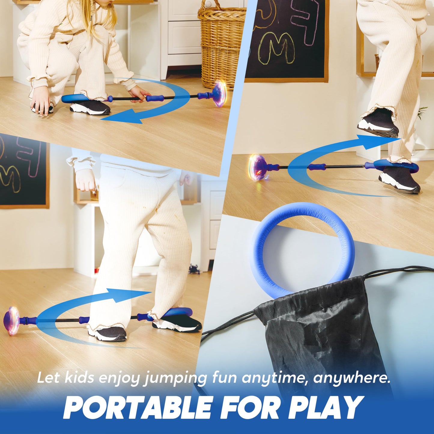 JOYIN Blue Ankle Skip Ball with Flashing Lights – Indoor & Outdoor Fun for Kids