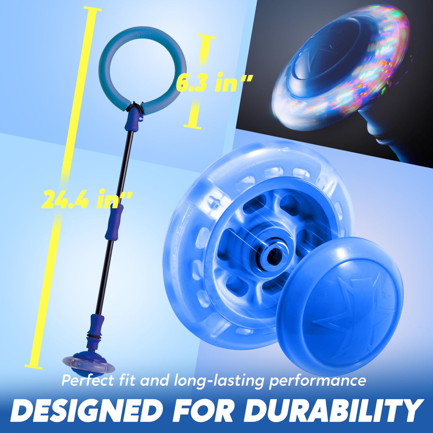 JOYIN Blue Ankle Skip Ball with Flashing Lights – Indoor & Outdoor Fun for Kids