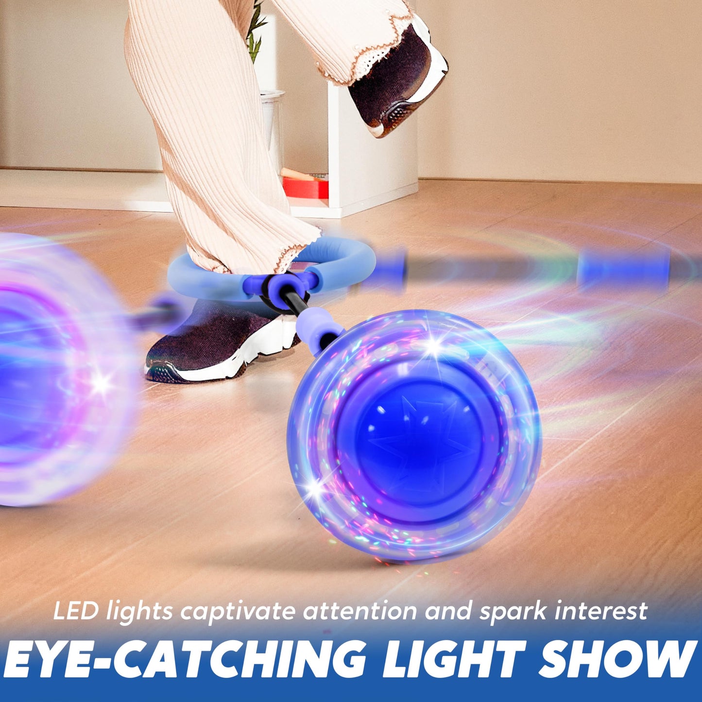 JOYIN Blue Ankle Skip Ball with Flashing Lights – Indoor & Outdoor Fun for Kids