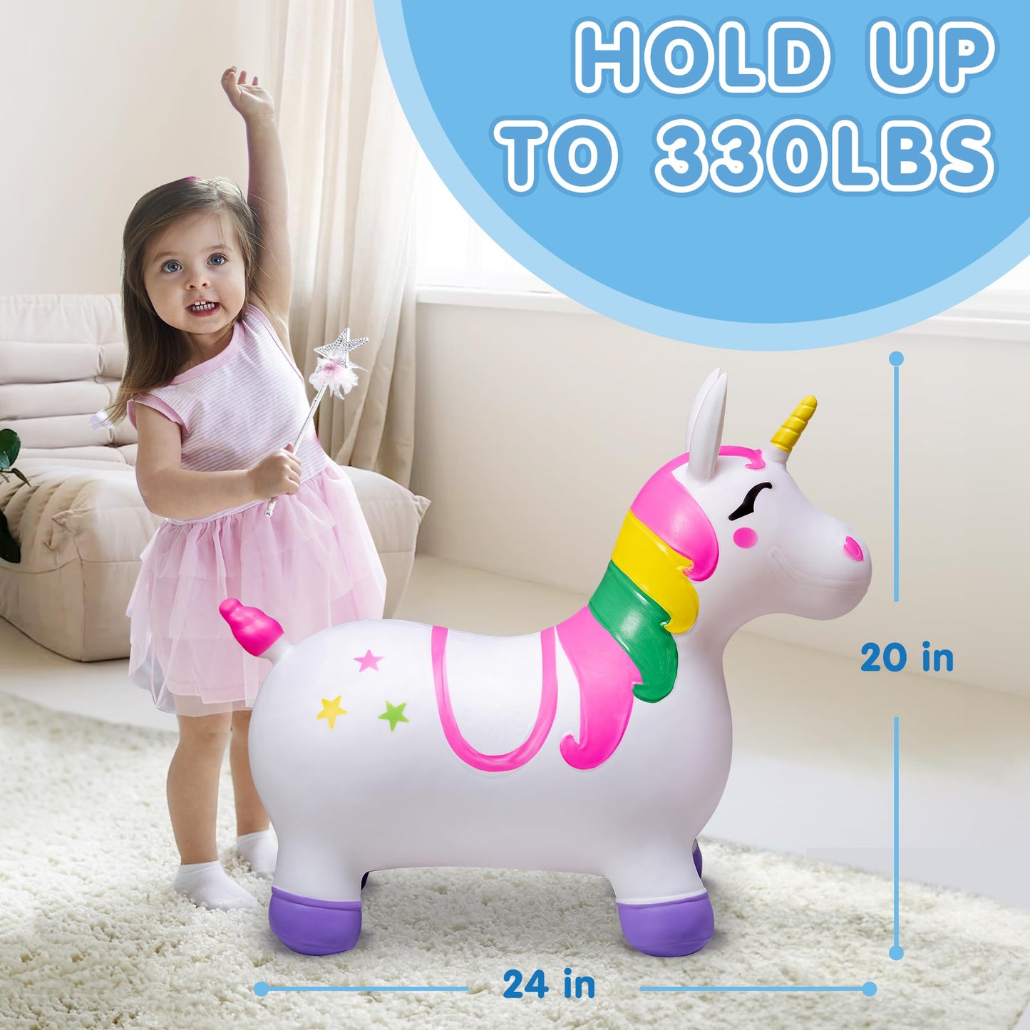 JOYIN Bouncy Unicorn Hopper – Kids Ride-On Toy for Ages 3+ | Indoor & Outdoor Fun