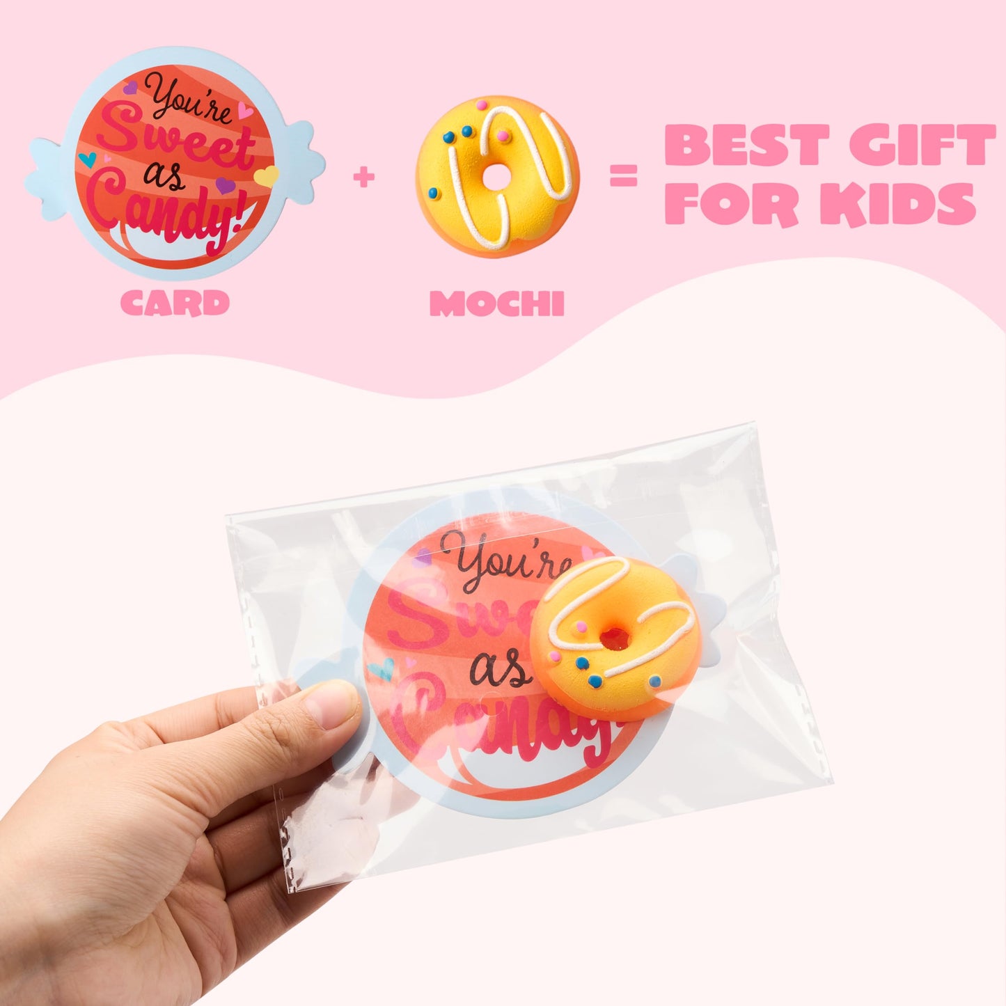 JOYIN 28 Packs Valentine’s Day Gift Cards with Candy Mochi Squishy Toys | Stress Relief Fidget & Classroom Rewards