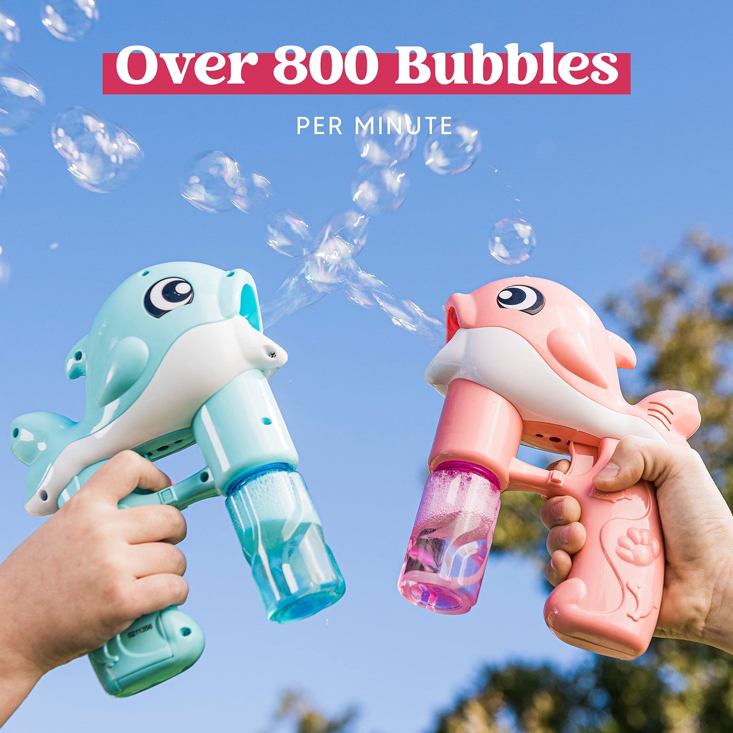 JOYIN 2 Bubble Guns Kit – Whale Bubble Blowers with 4 Solutions
