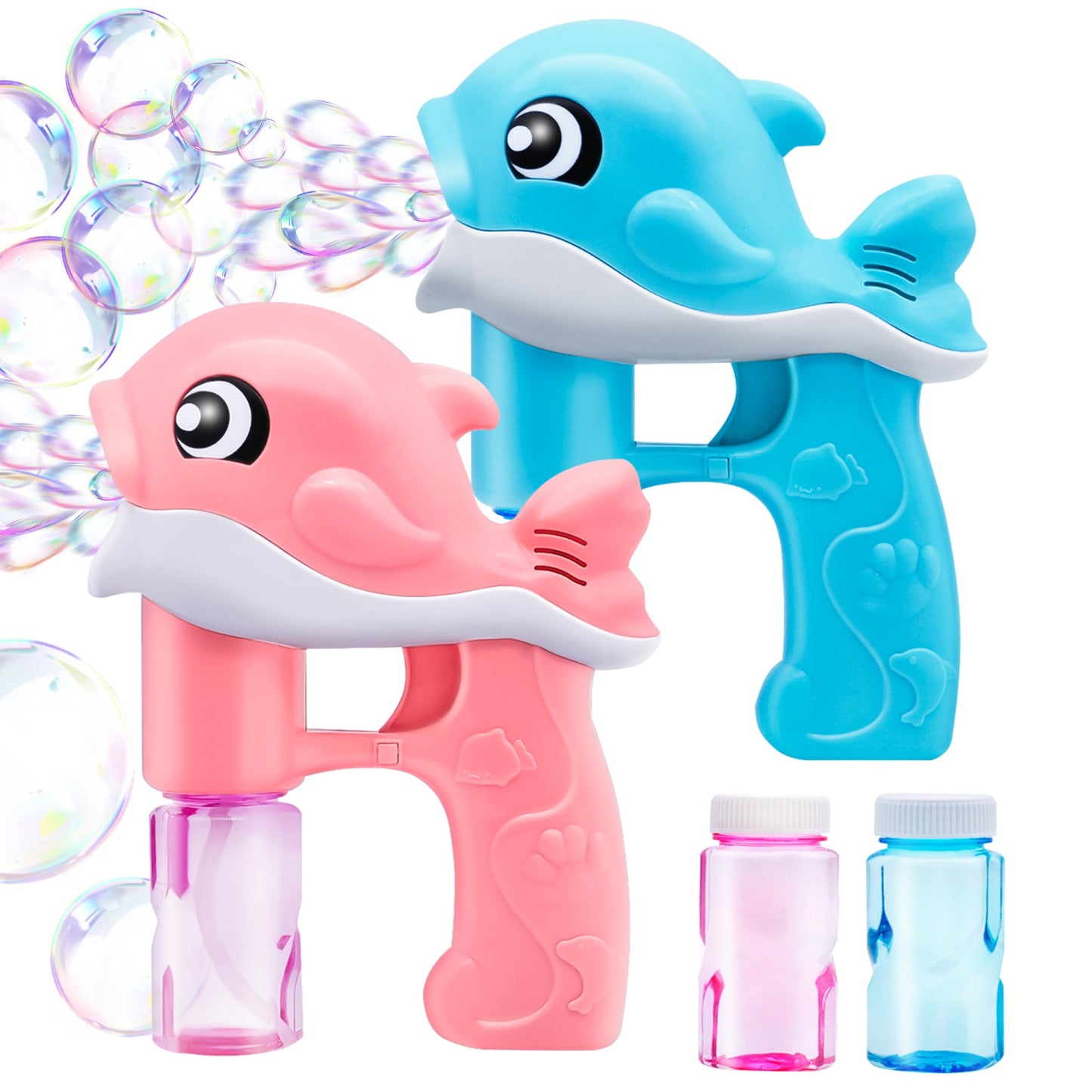 JOYIN 2 Bubble Guns Kit – Whale Bubble Blowers with 4 Solutions