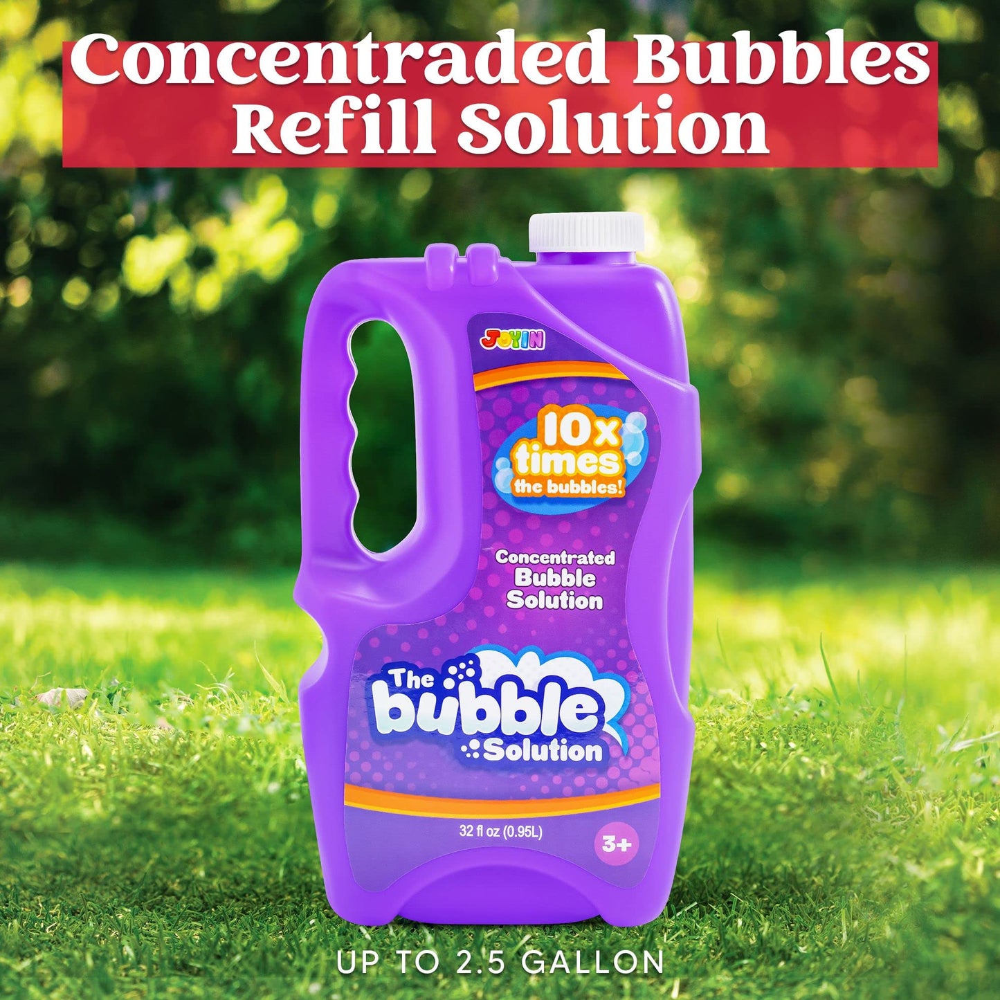 JOYIN 32 oz Bubble Solution Refill — Concentrated, Non-Toxic for Bubble Machines, Wands & Outdoor Fun (Purple)