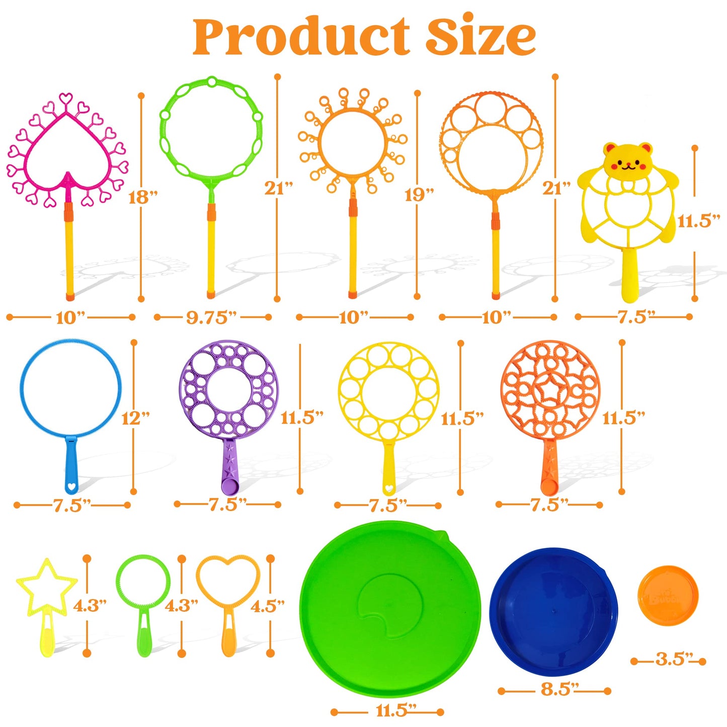 JOYIN Big Bubble Wands Set with Tray – 21-inch Giant Bubbles for Outdoor Fun, 6-Pcs Solution Included