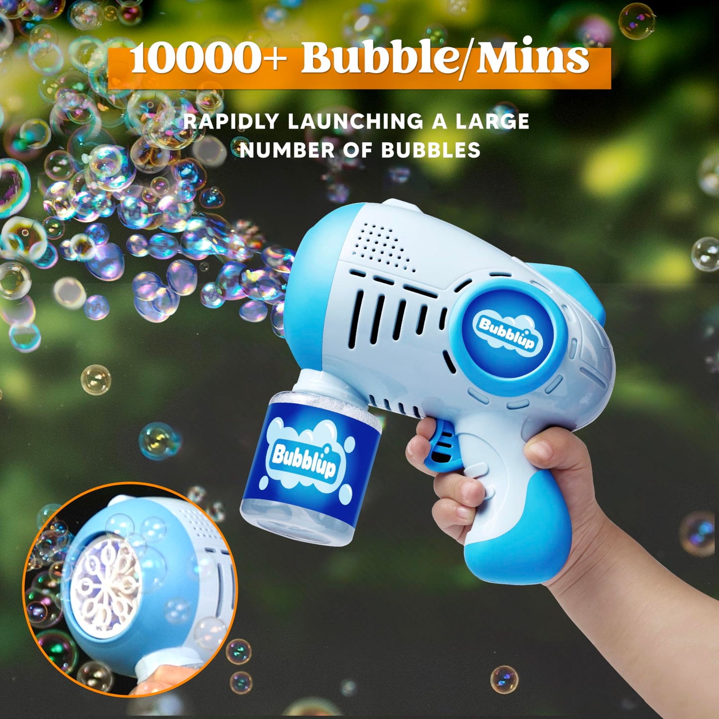 JOYIN 2 Kids Bubble Guns Set with 4 Bottles – LED Bubble Machine, 8-Hole Guns, 10,000+ Bubbles/Min