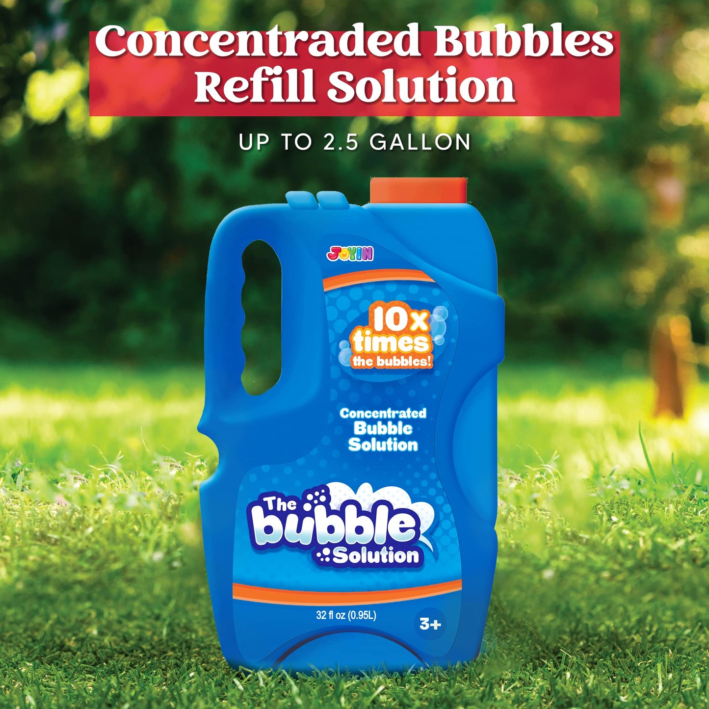 JOYIN 32 OZ Concentrated Bubble Solution for Bubble Machines – Outdoor Refill (Up to 2.5 Gallons)